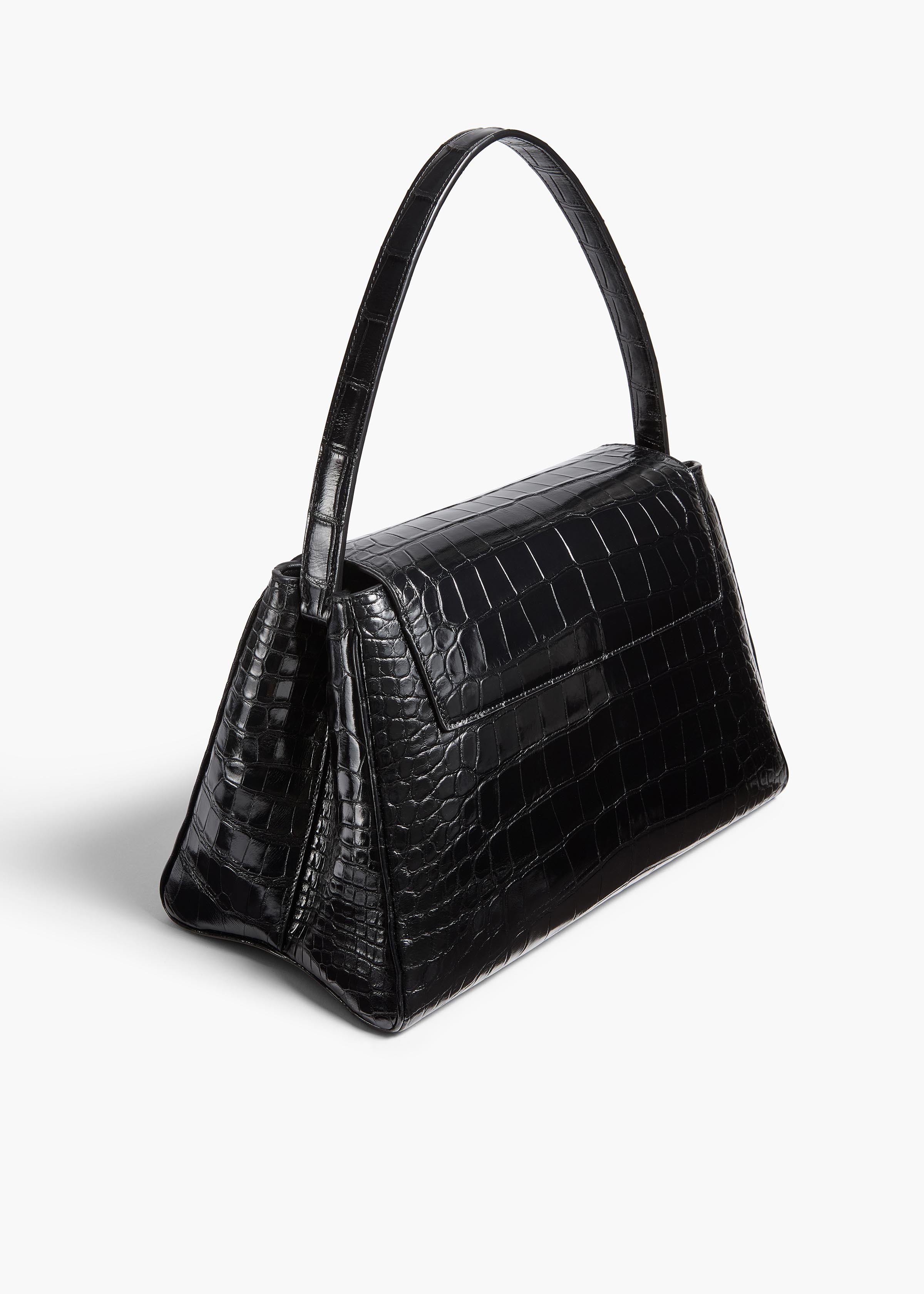 Audrey Top Handle Bag in Black Alligator