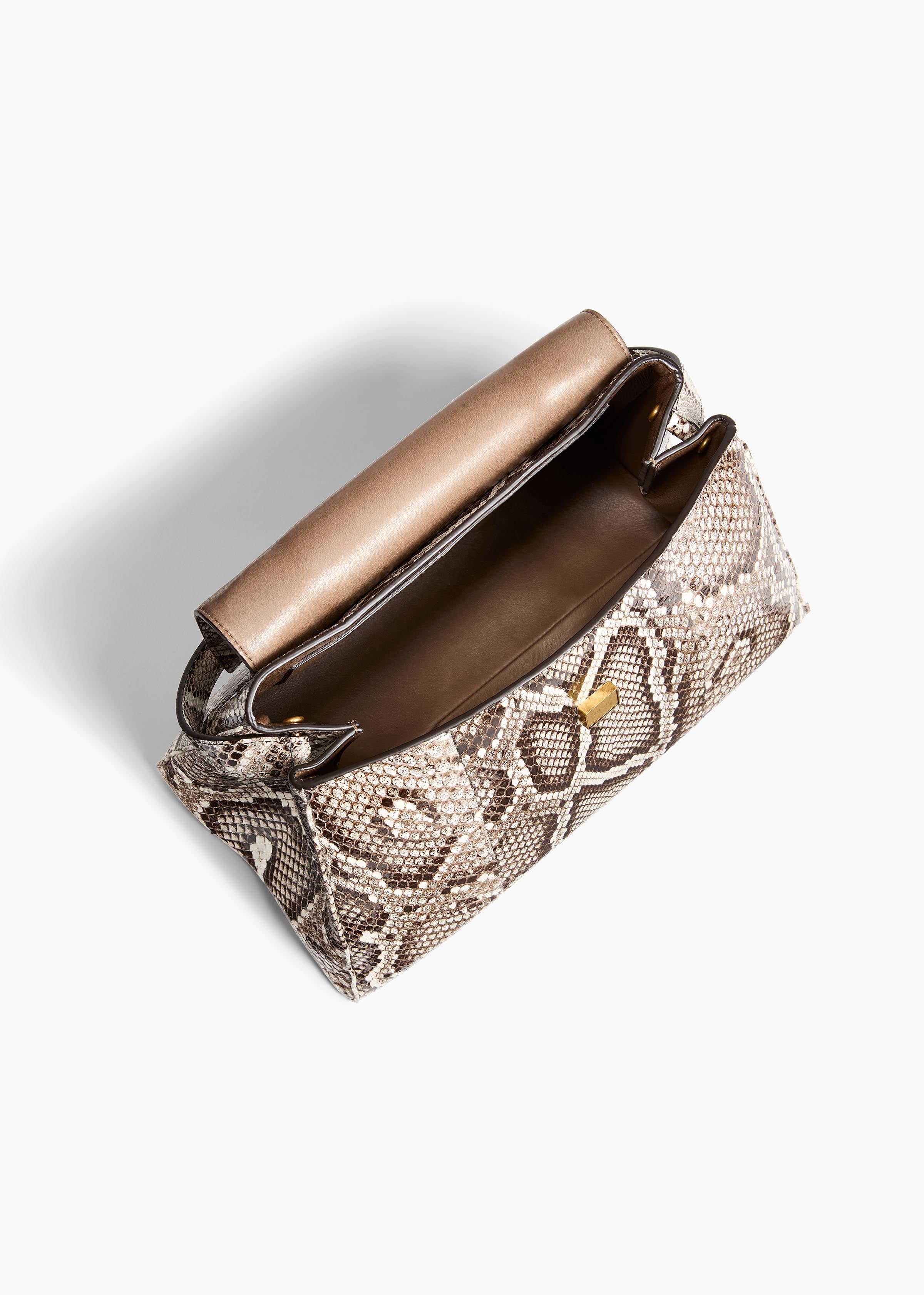 Audrey Top Handle Bag in Natural Python – KHAITE