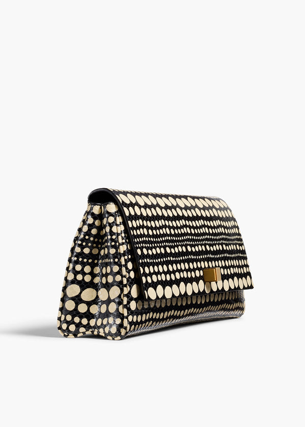 Audrey Clutch in Cream with Black Python Dot Print SIDE VIEW