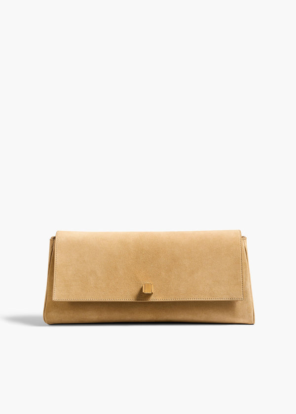 Audrey Clutch in Wheat Suede FRONT VIEW