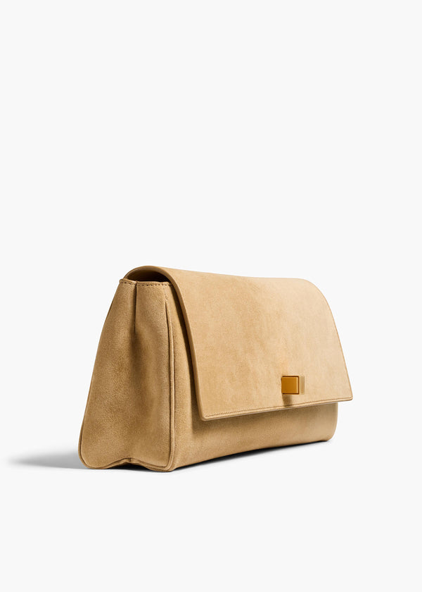 Audrey Clutch in Wheat Suede SIDE VIEW