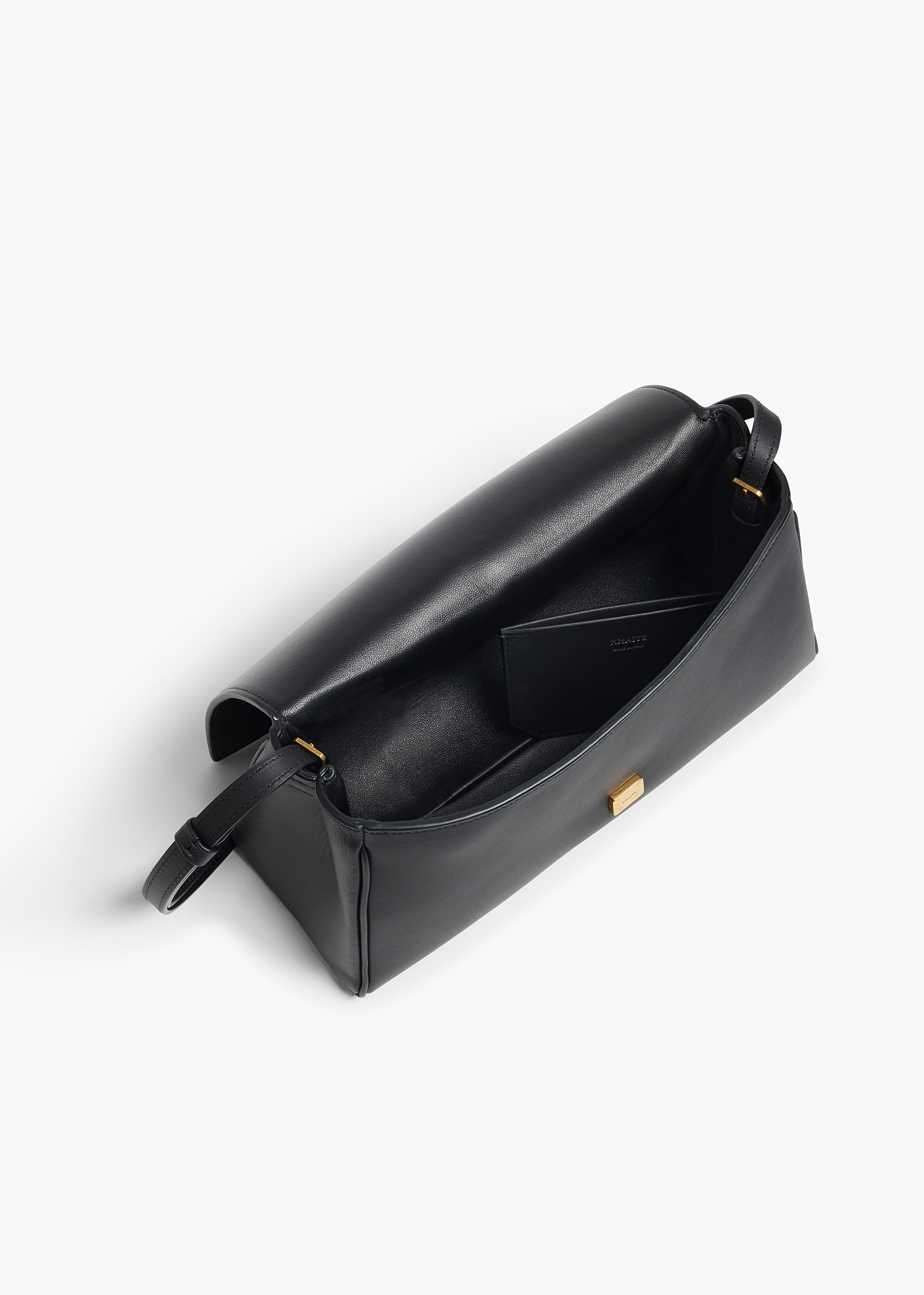 Audrey Crossbody Bag in Black Nappa Leather OVERHEAD VIEW