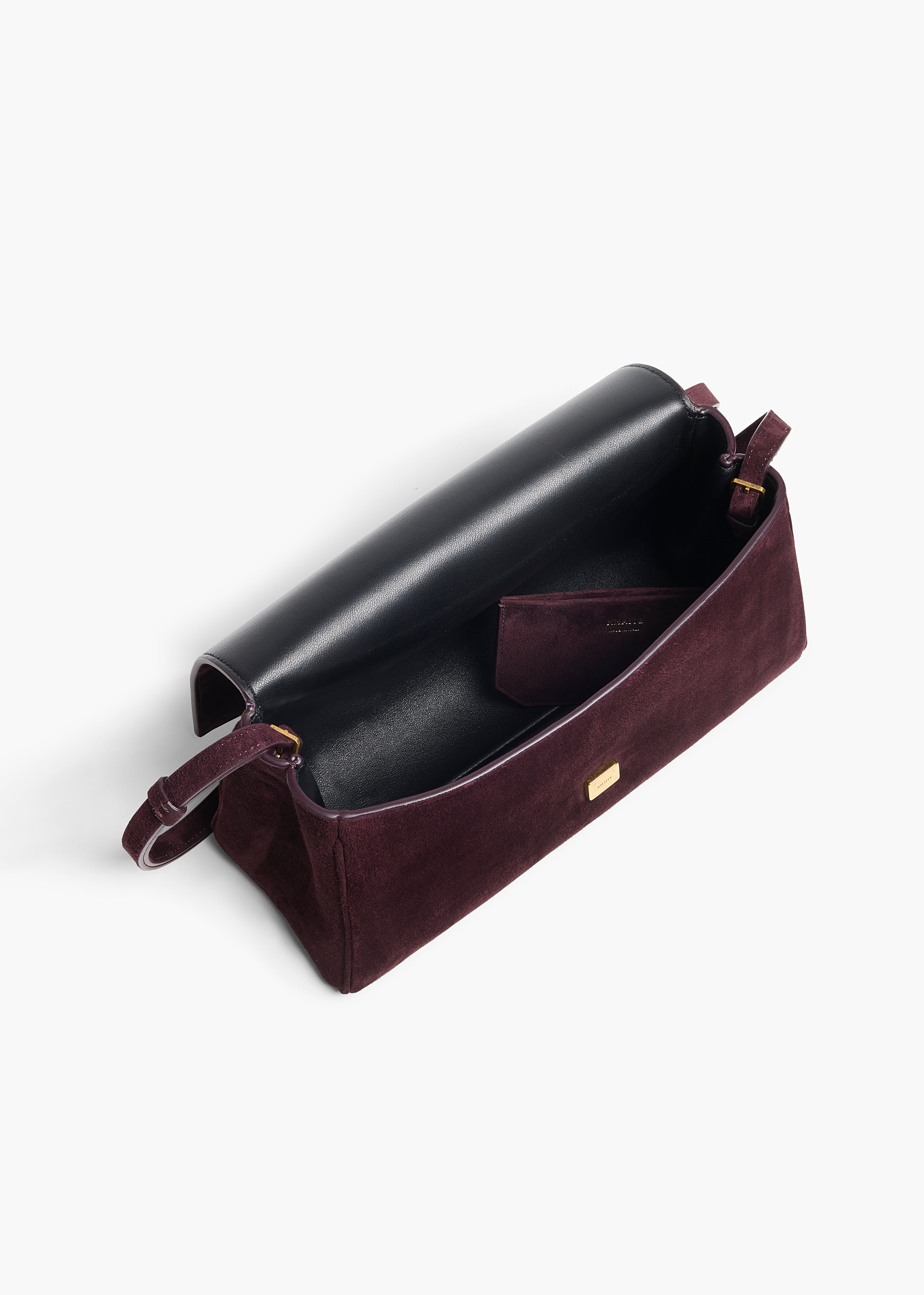 Audrey Crossbody Bag in Black Nappa Leather OVERHEAD VIEW