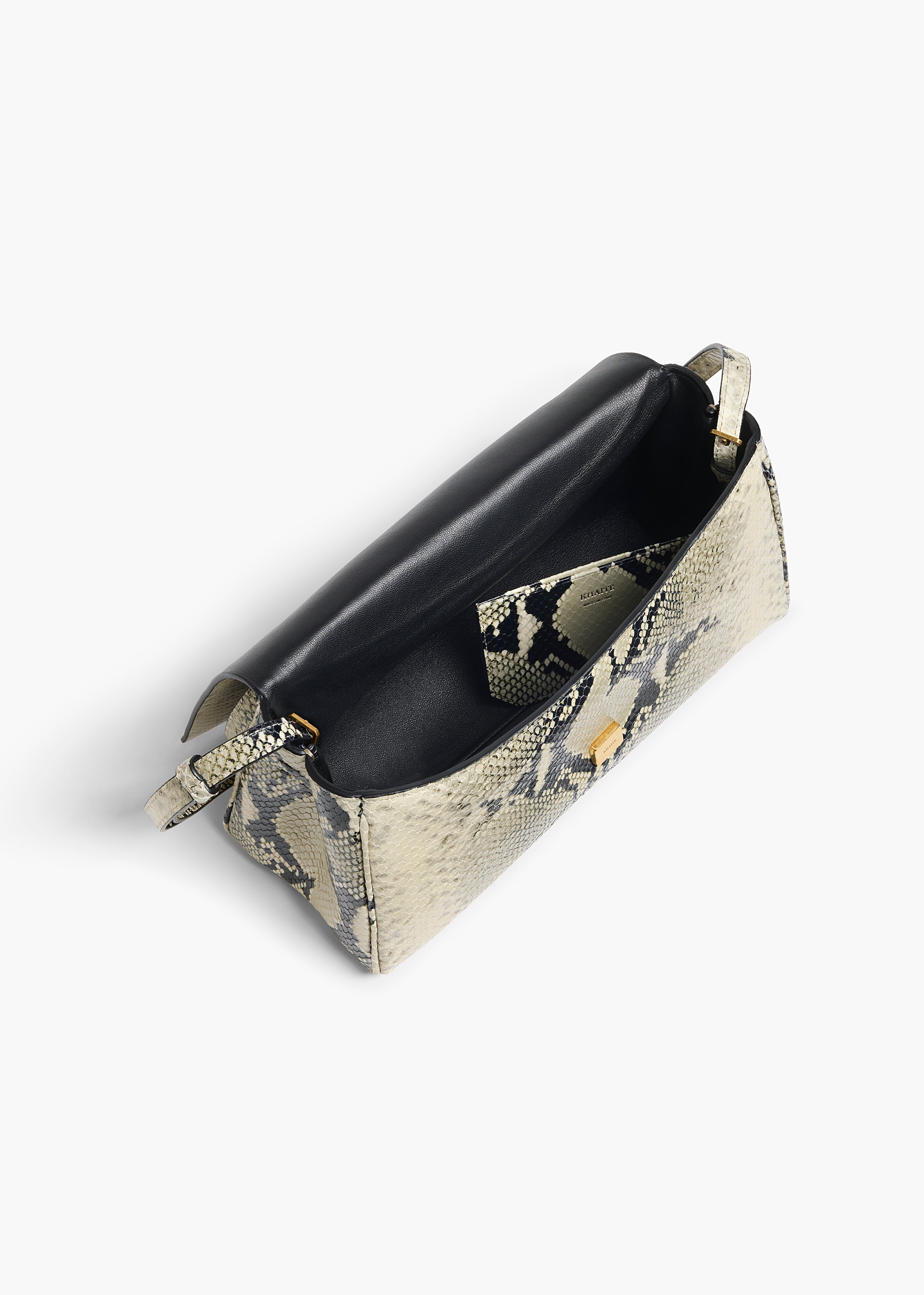 Audrey Crossbody Bag in Natural Python-Embossed Leather OVERHEAD VIEW