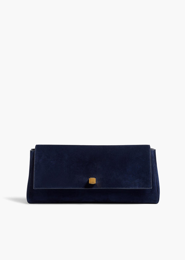  Audrey Clutch in Midnight Suede FRONT VIEW