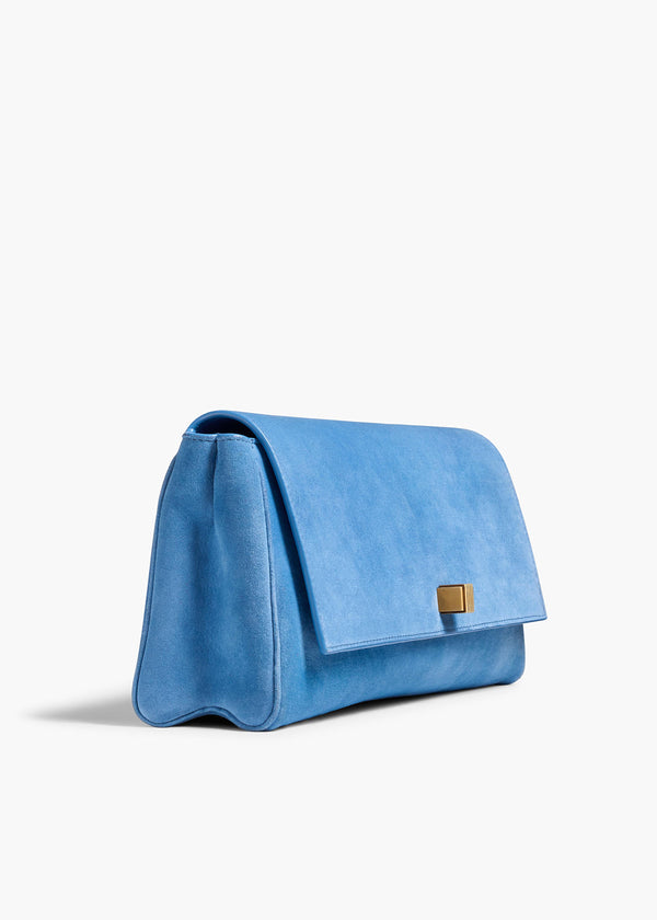  Audrey Clutch in Sky Blue Suede SIDE VIEW