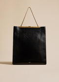 The Augusta Chain Tote in Black Leather