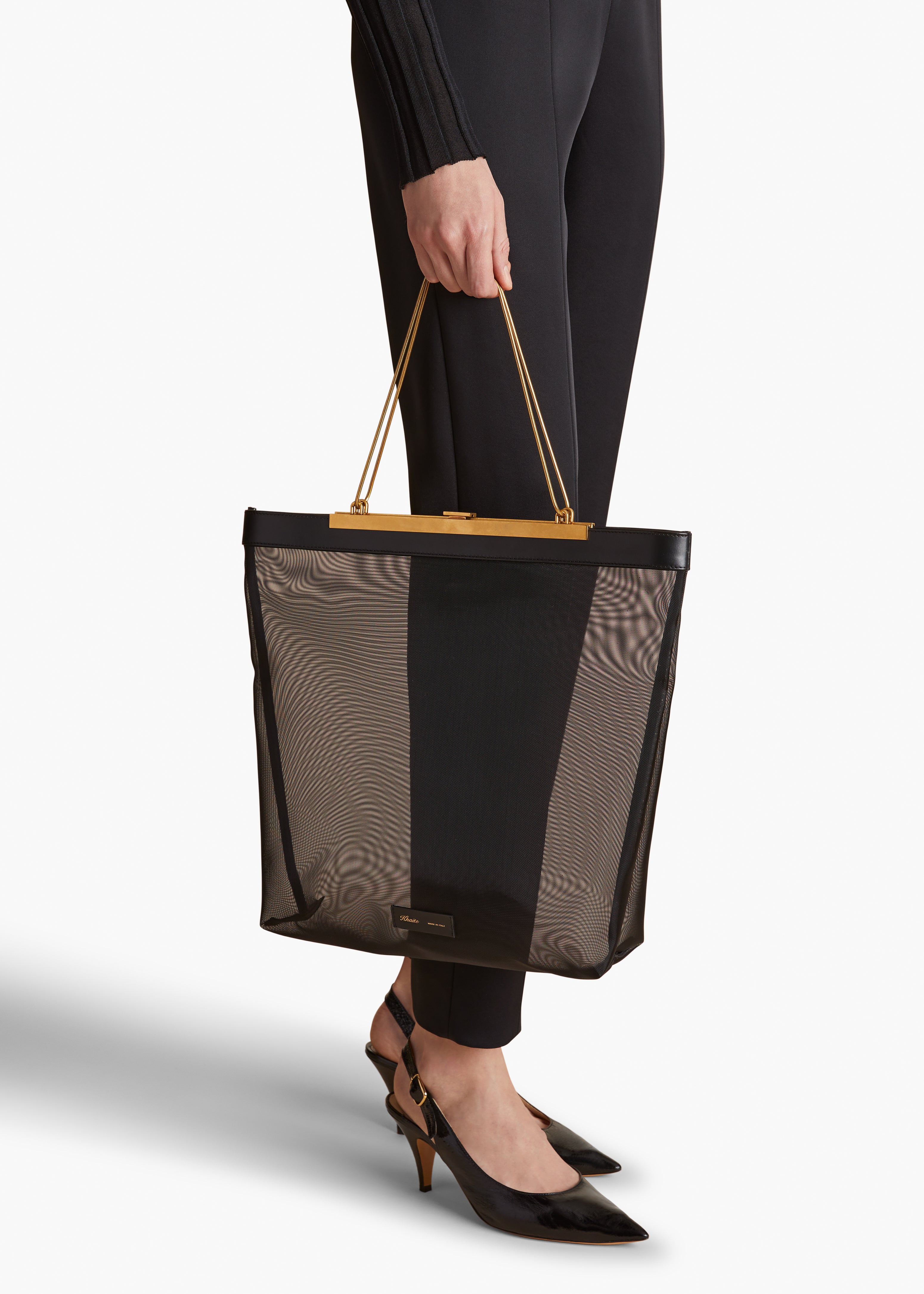 KHAITE LLC - Augusta Chain Tote in Black Mesh