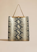 The Augusta Chain Tote in Natural Python-Embossed Leather