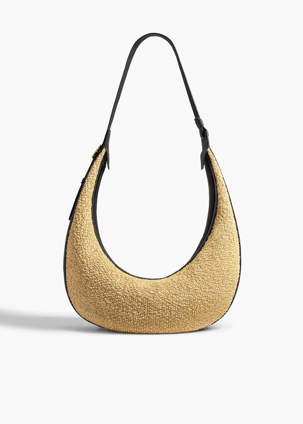 Augustina Hobo in Natural Raffia and Black Leather