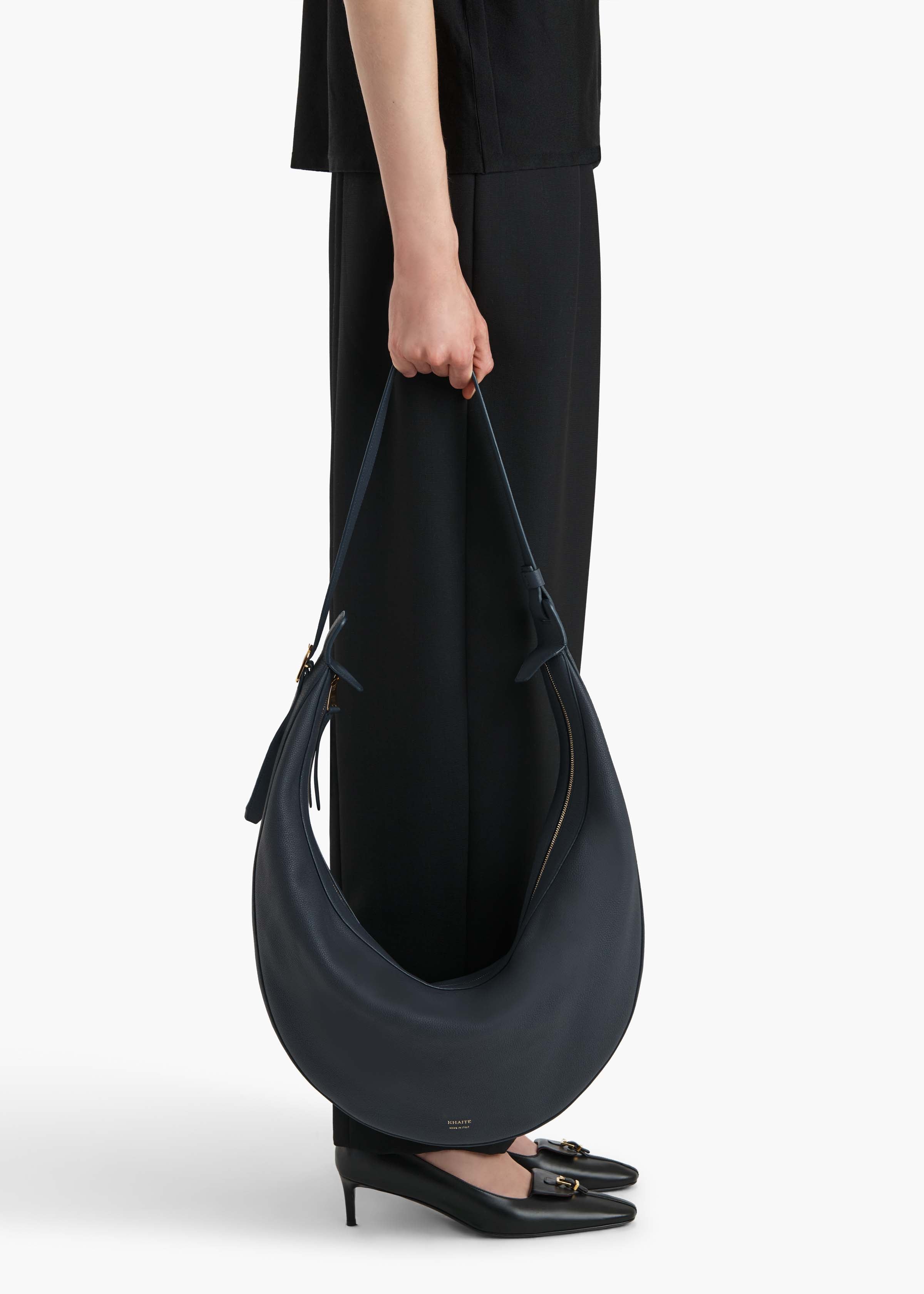 Augustina Hobo in Midnight Pebbled Leather