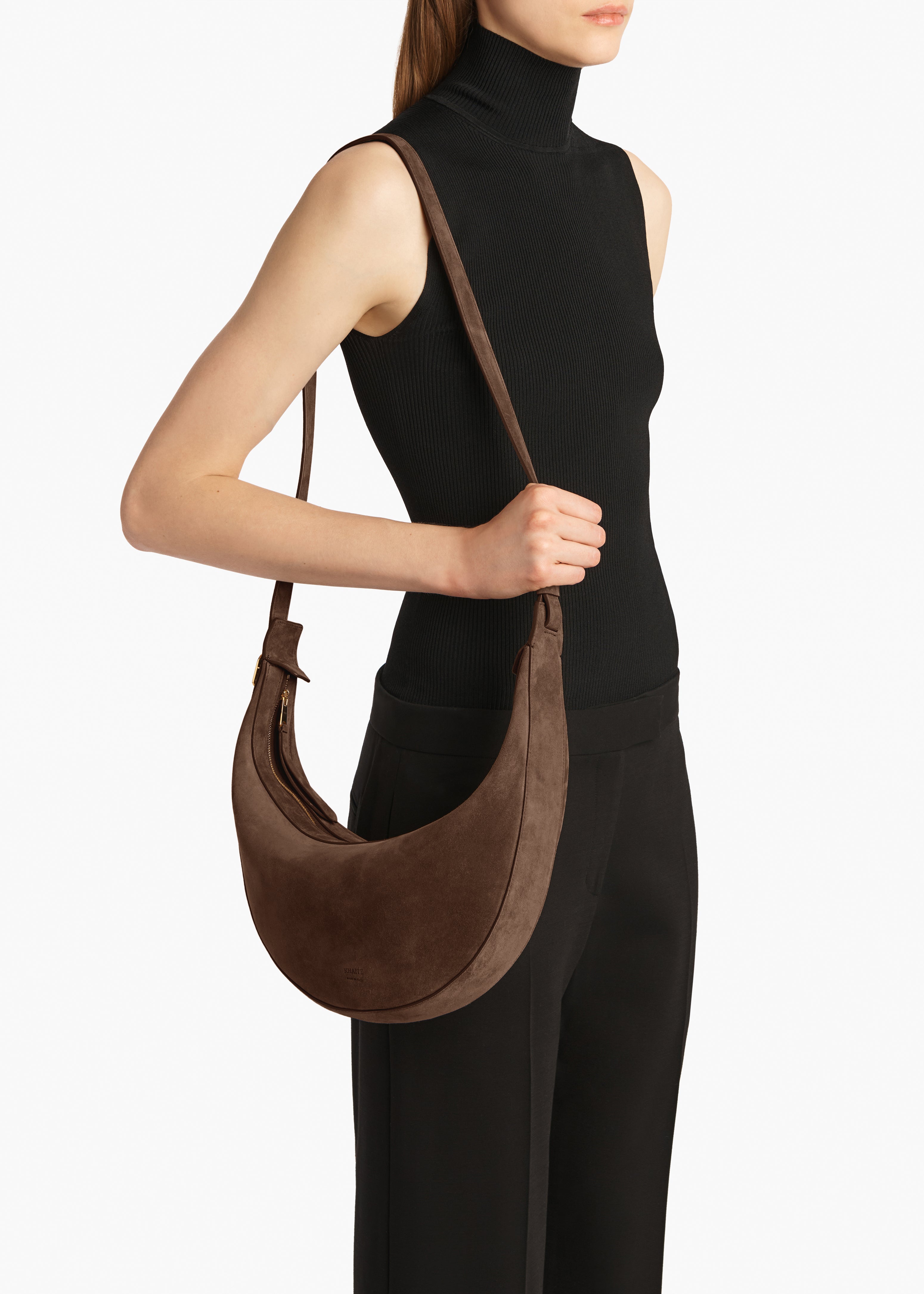 Small Augustina Crossbody Bag in Cedar Suede – KHAITE