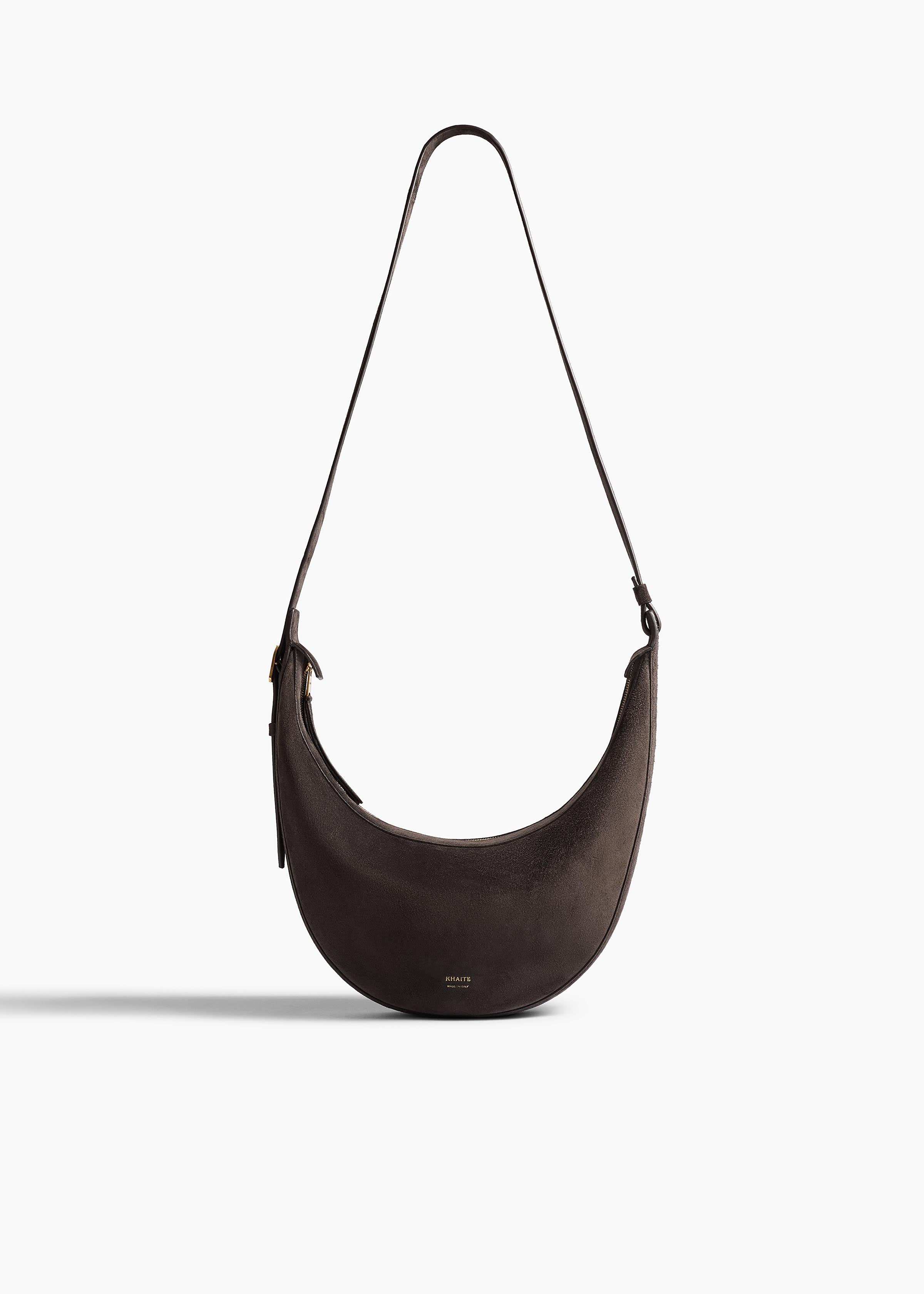 Small Augustina Crossbody Bag in Dark Brown Suede