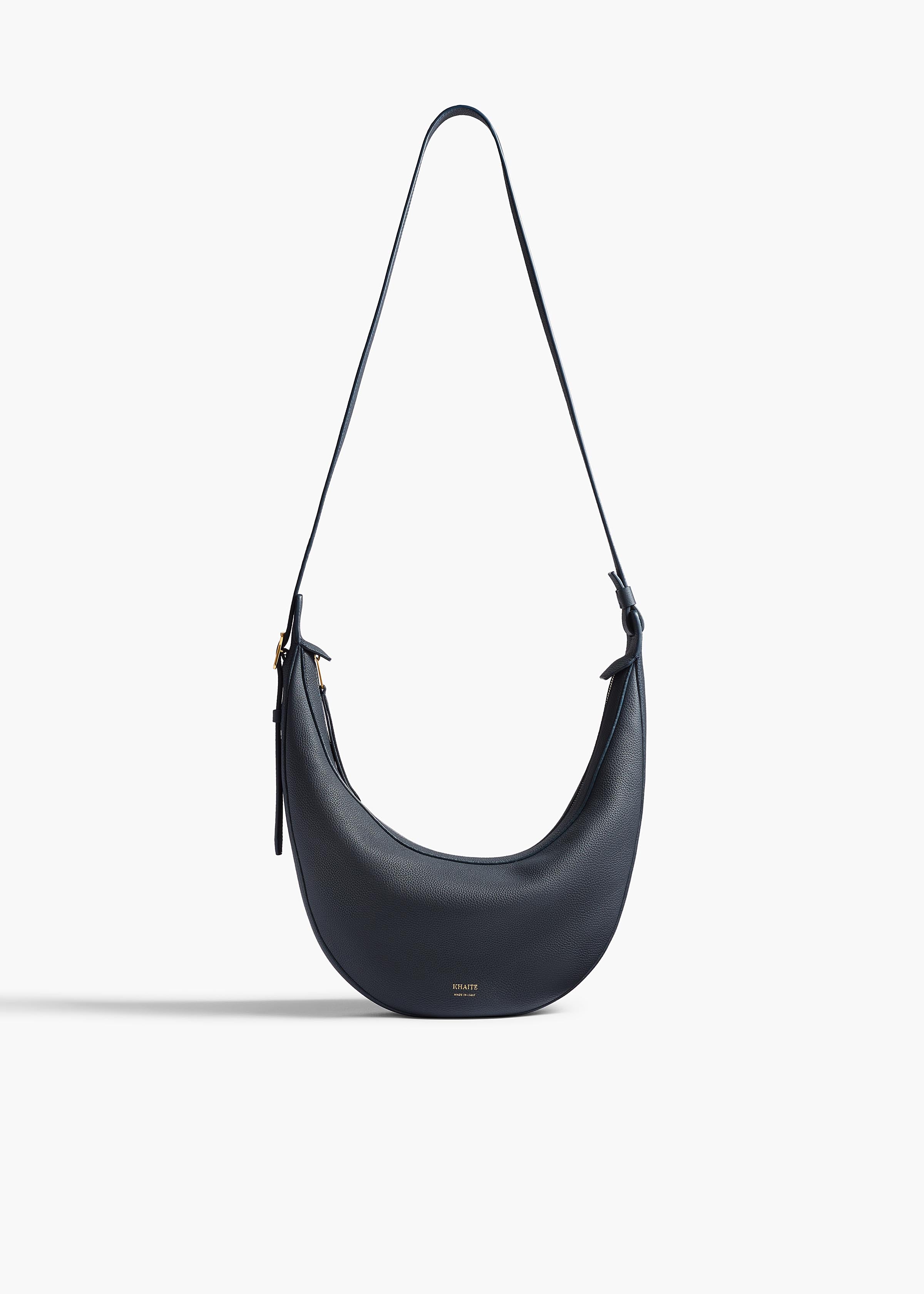 Small Augustina Crossbody Bag in Midnight Pebbled Leather