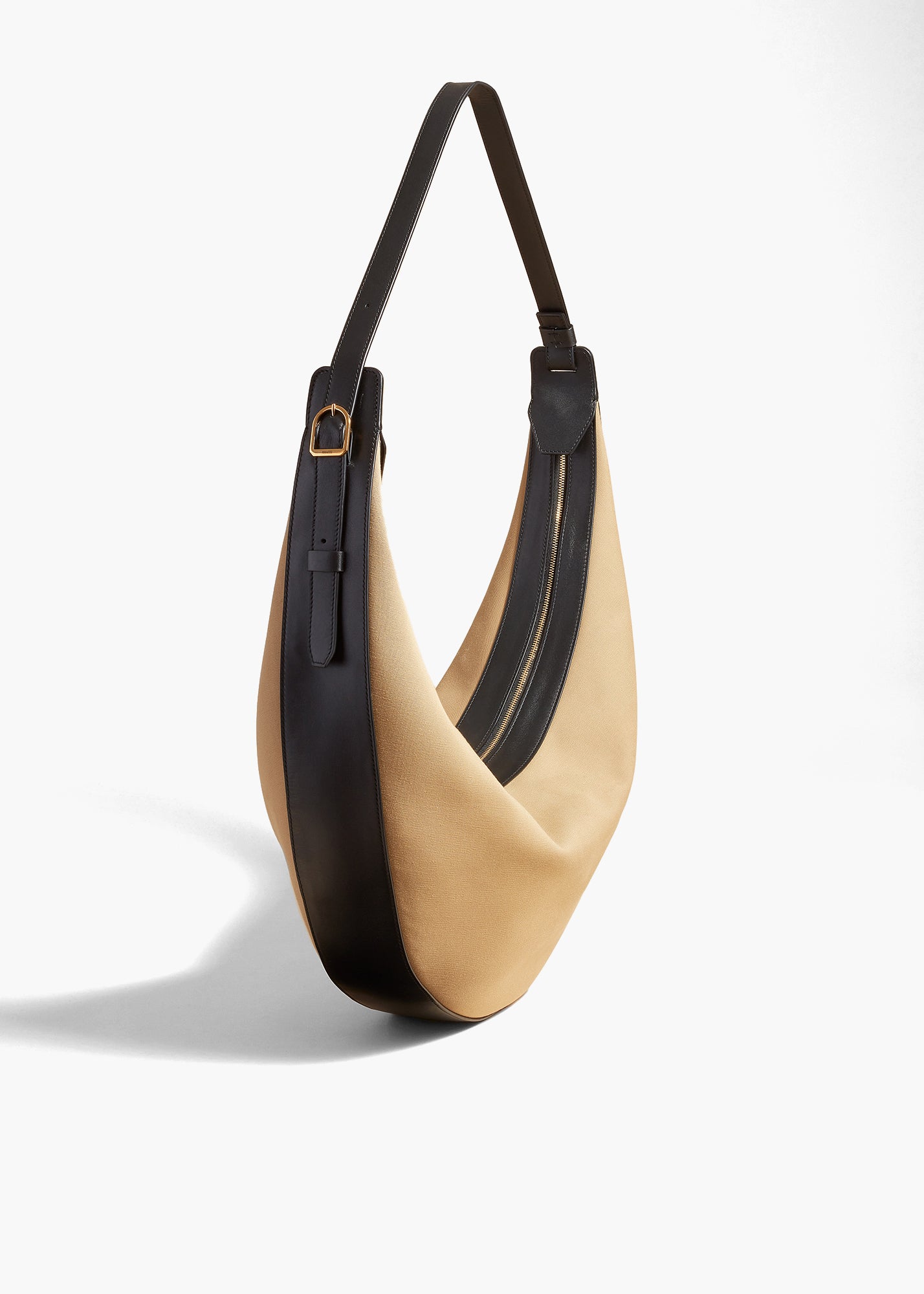 AUGUSTINA HOBO IN HONEY AND BLACK LEATHER ANGLED VIEW