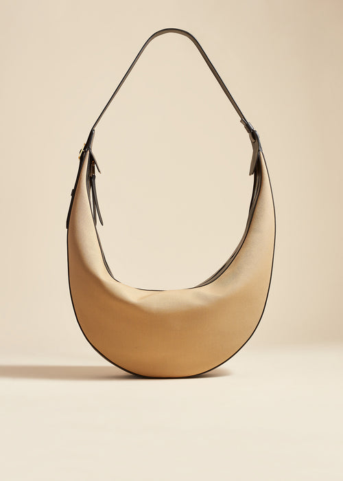 The Augustina Hobo in Honey Canvas with Black Leather