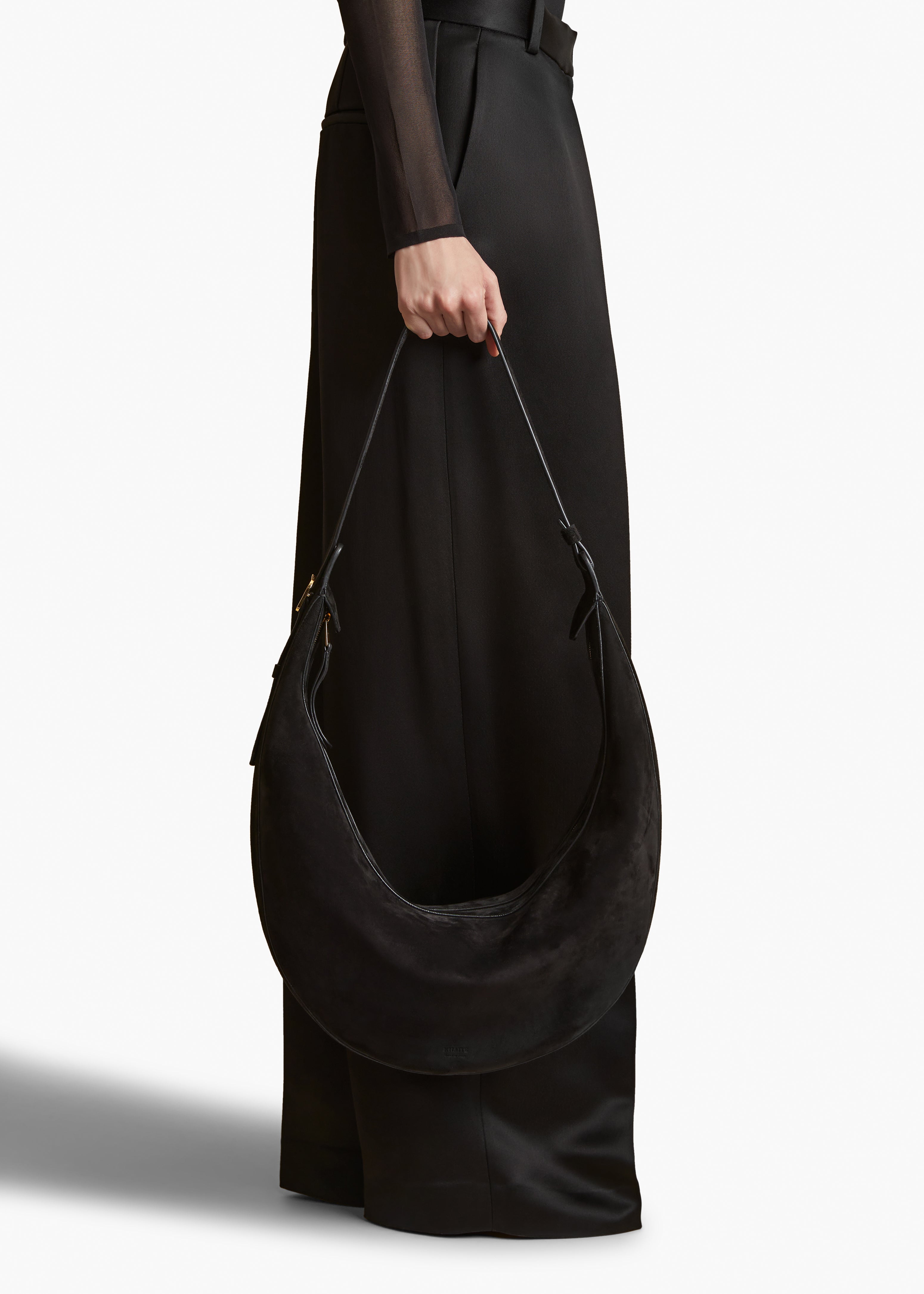 Augustina Hobo in Black Suede