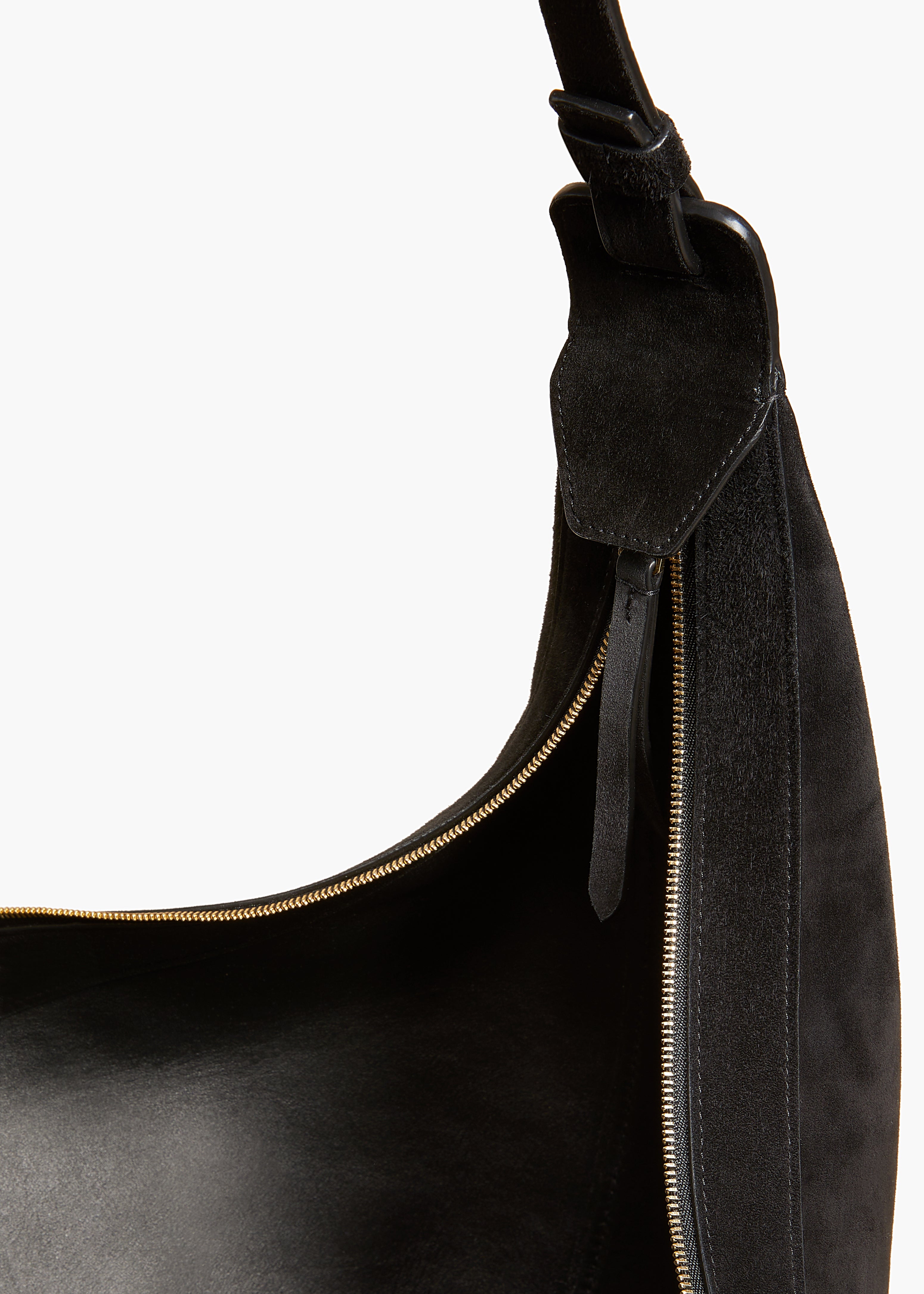 KHAITE - Augustina Hobo in Black Suede