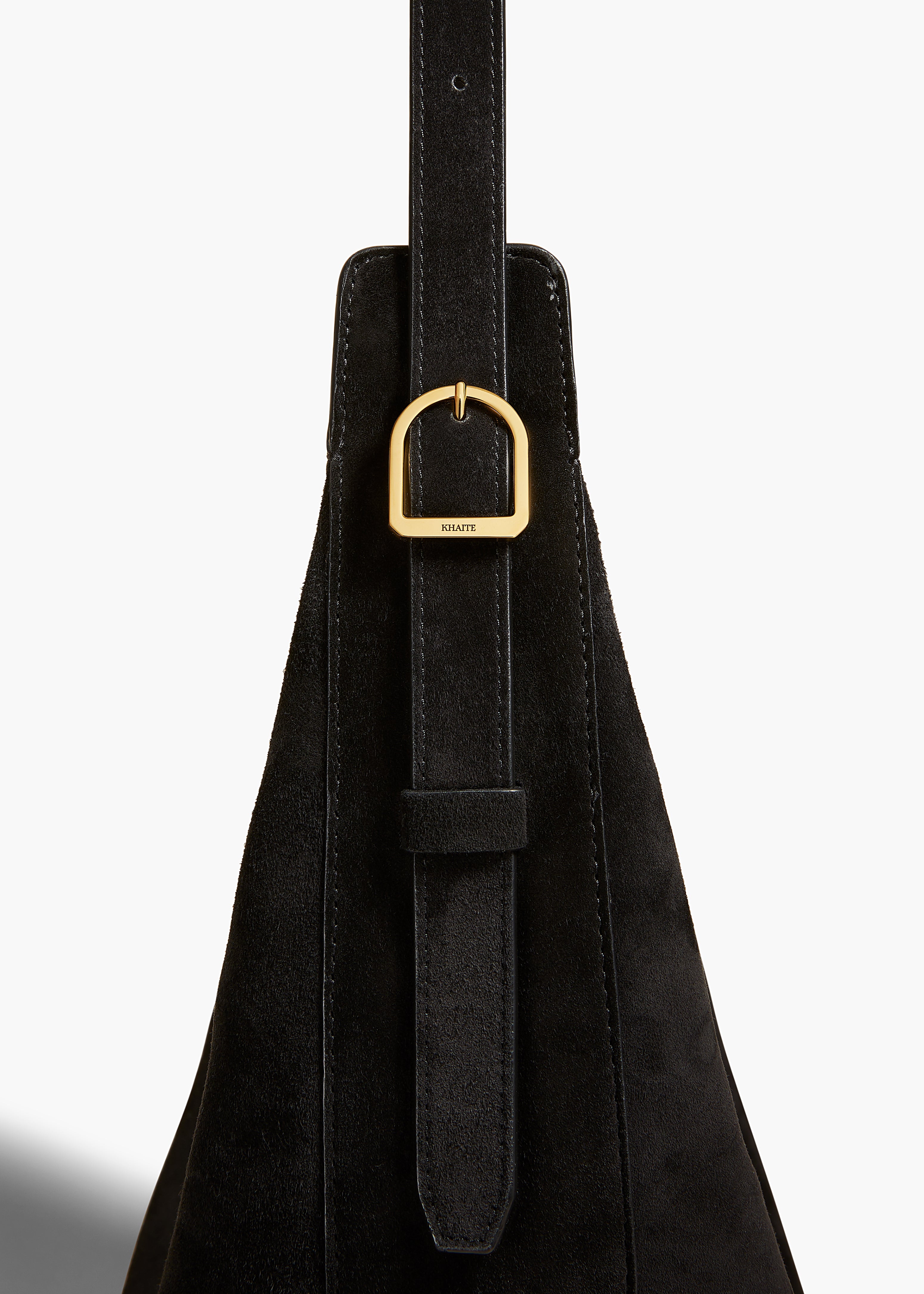 KHAITE - Augustina Hobo in Black Suede