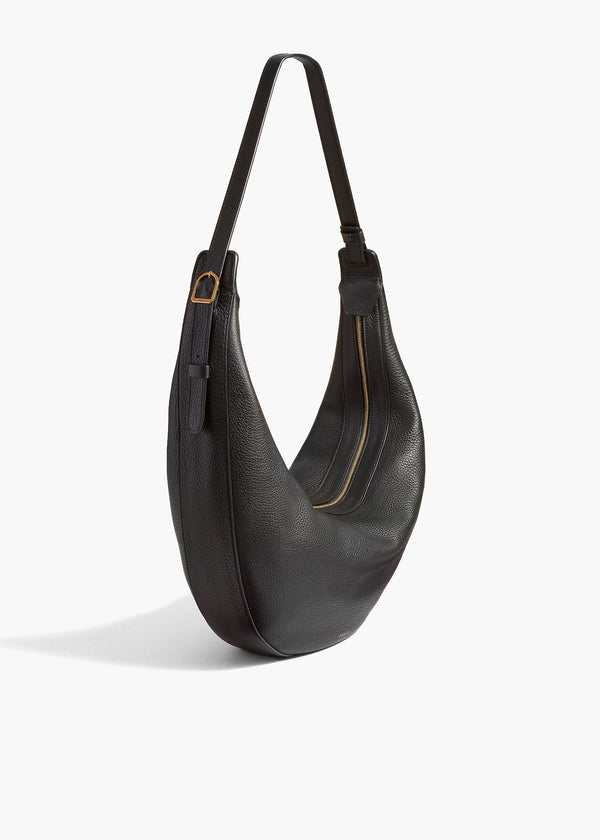 AUGUSTINA HOBO IN BLACK LEATHER ANGLED VIEW