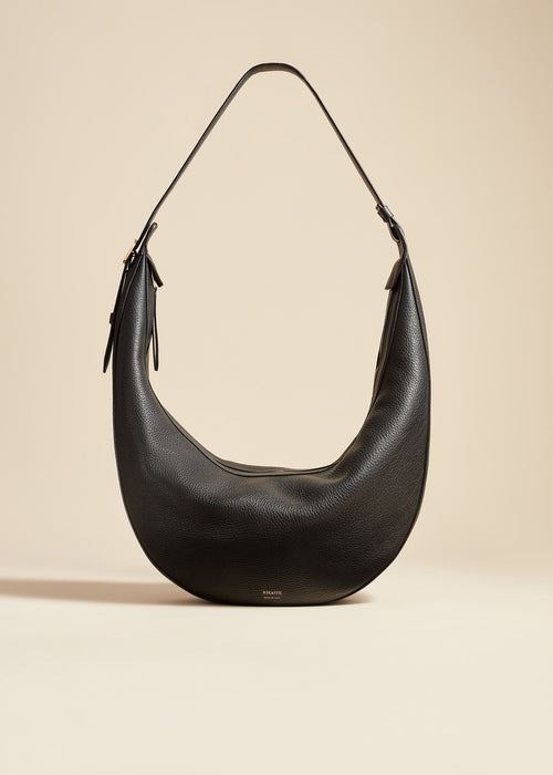 The Augustina Hobo in Black Pebbled Leather