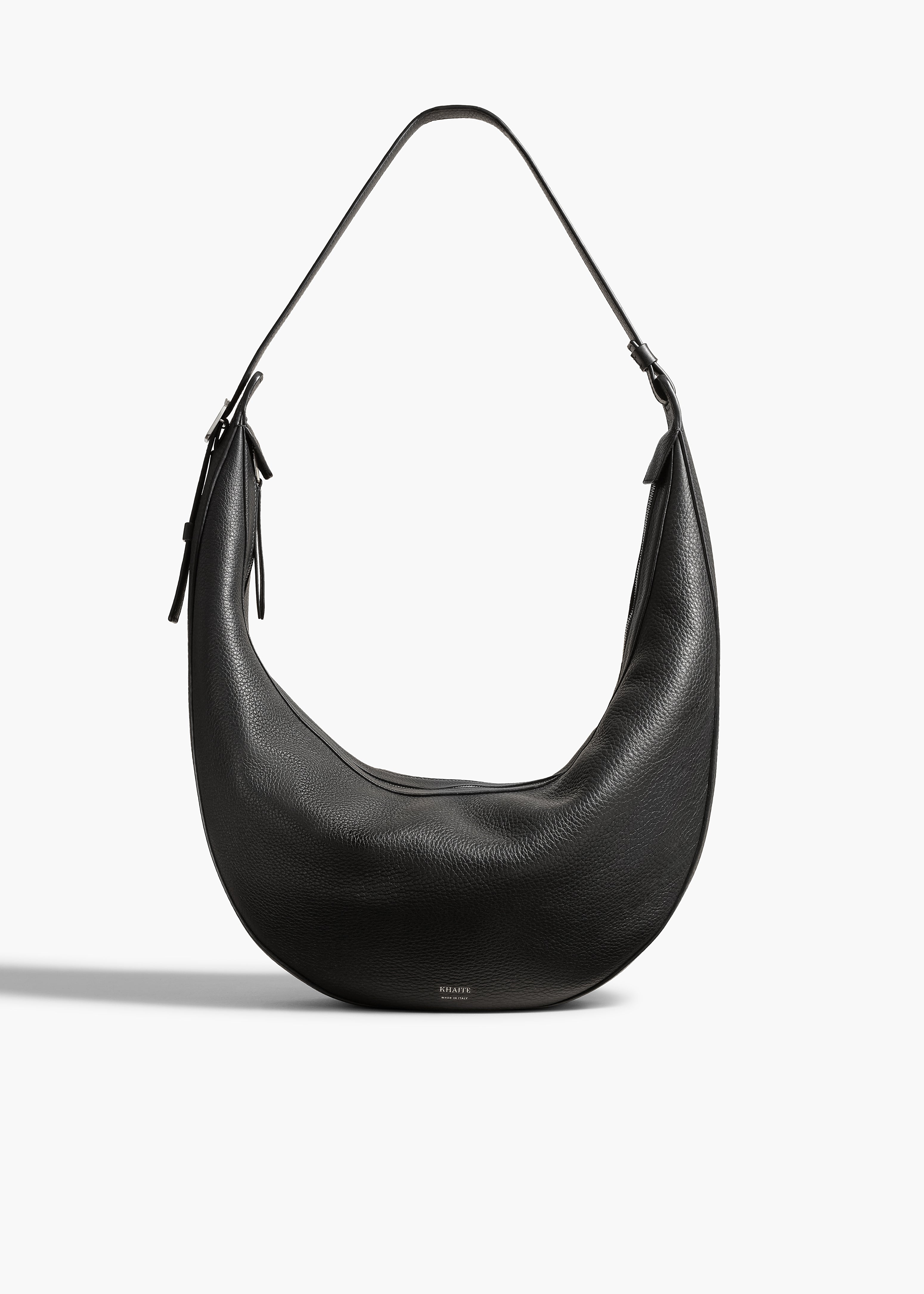 Augustina Hobo in Black Pebbled Leather