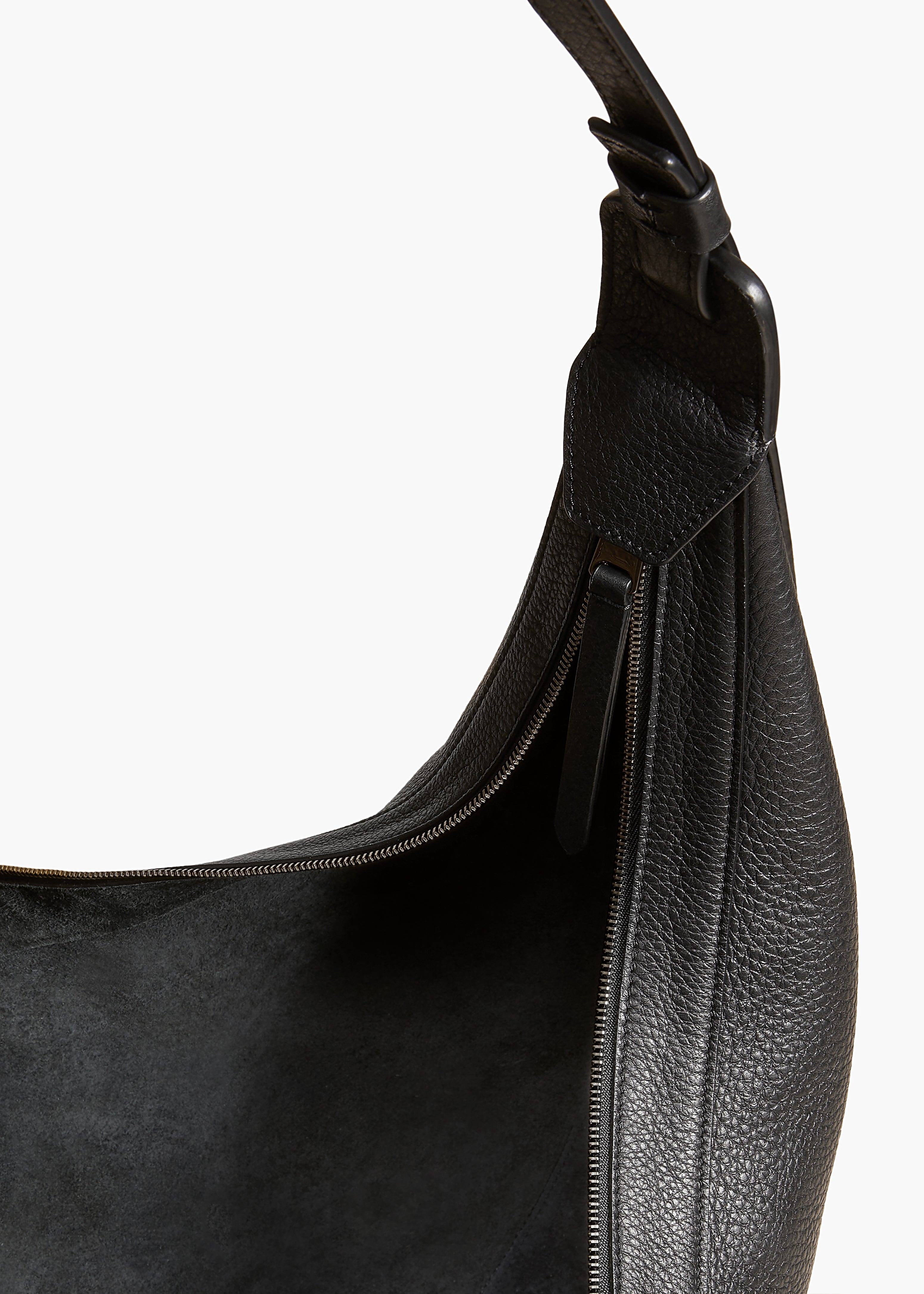 Augustina Hobo in Black Pebbled Leather