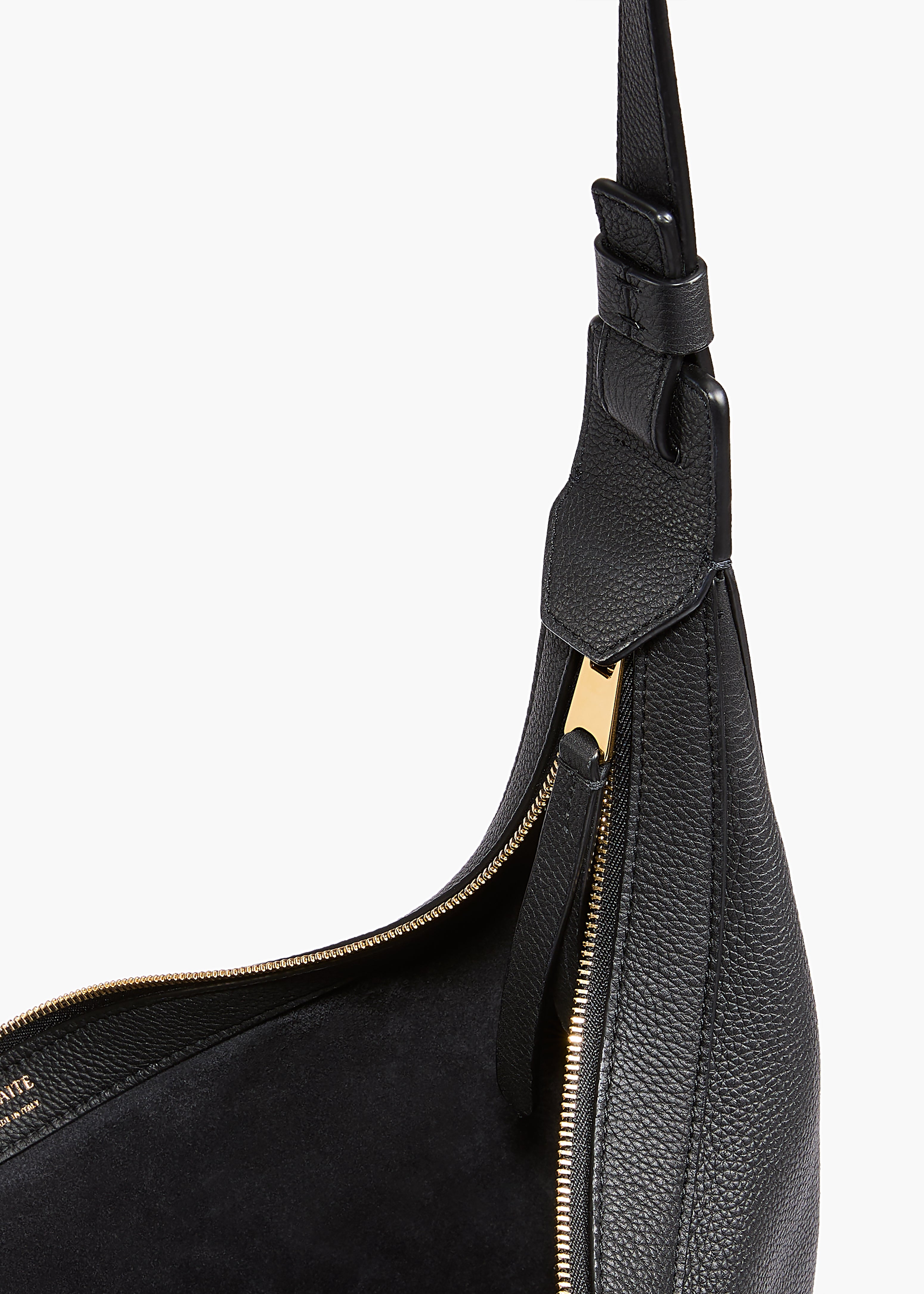 Small Augustina Crossbody Bag in Black Pebbled Leather