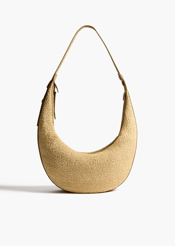 Augustina Hobo in Wheat Suede and Natural Raffia FRONT VIEW