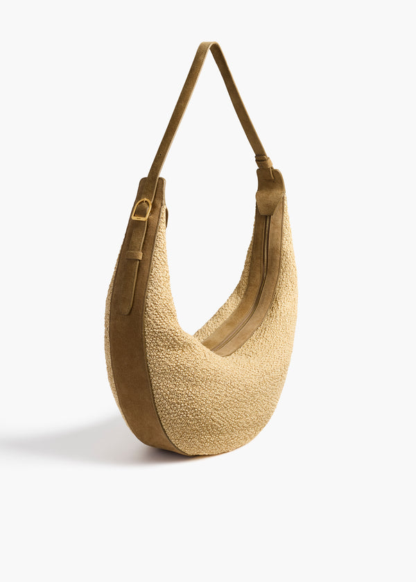 Augustina Hobo in Wheat Suede and Natural Raffia SIDE VIEW