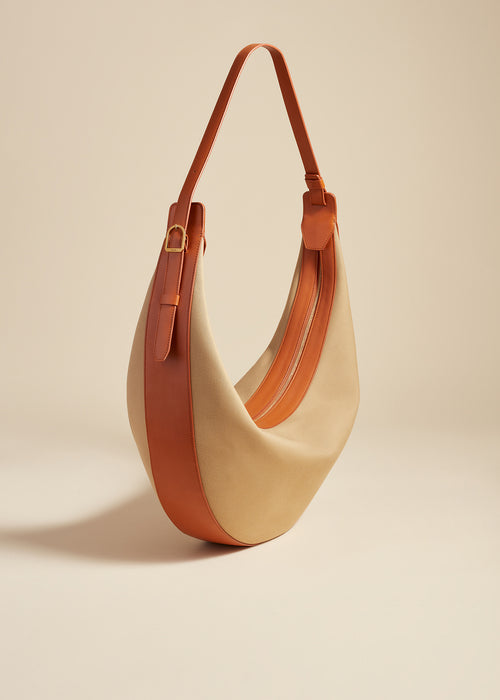 The Augustina Hobo in Honey Canvas with Tan Leather