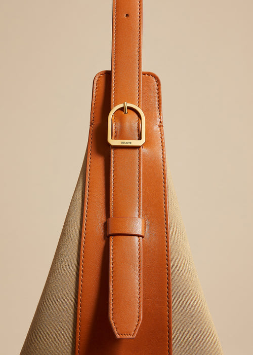The Augustina Hobo in Honey Canvas with Tan Leather