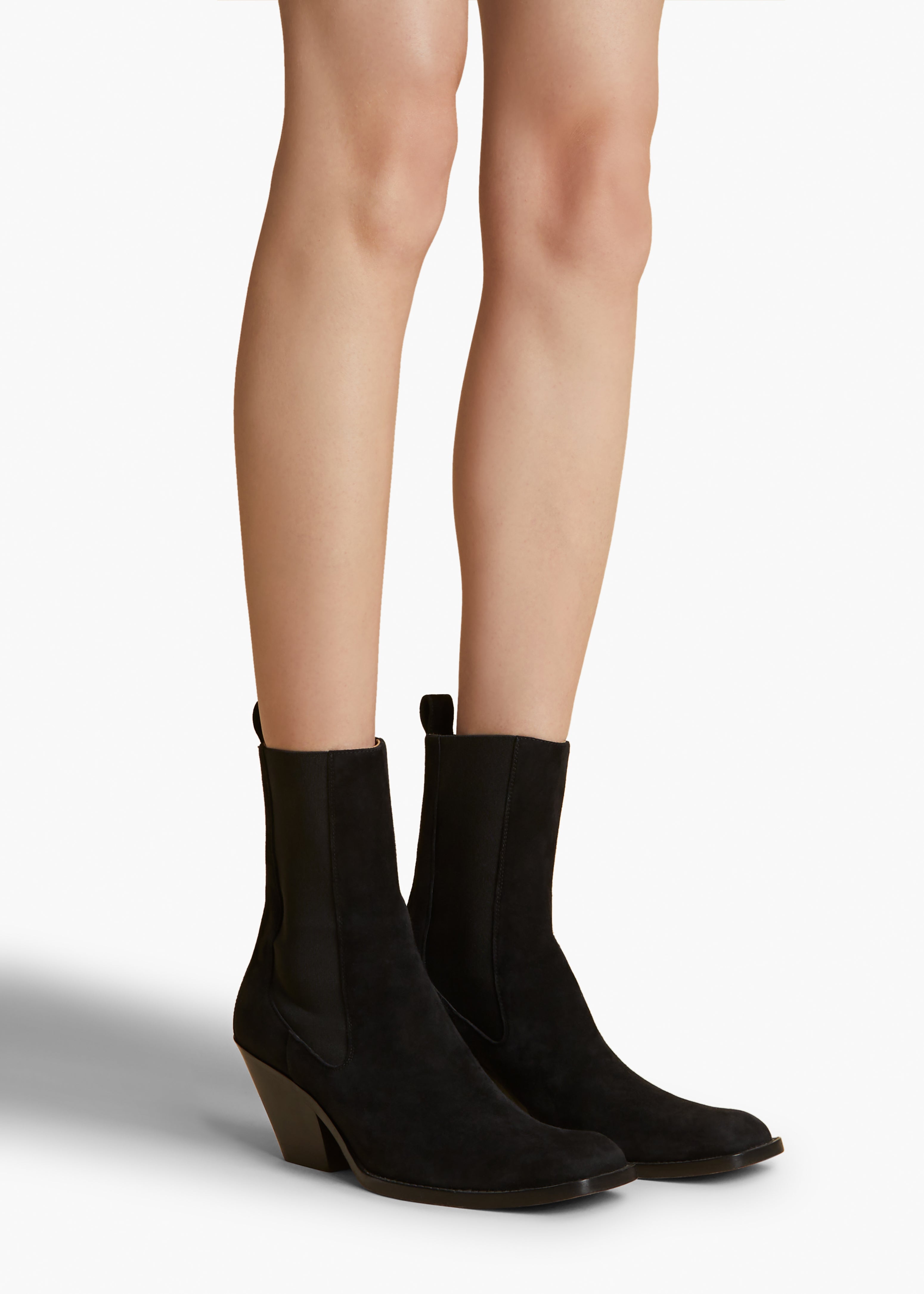 AUSTIN ANKLE BOOT IN BLACK SUEDE STYLED VIEW