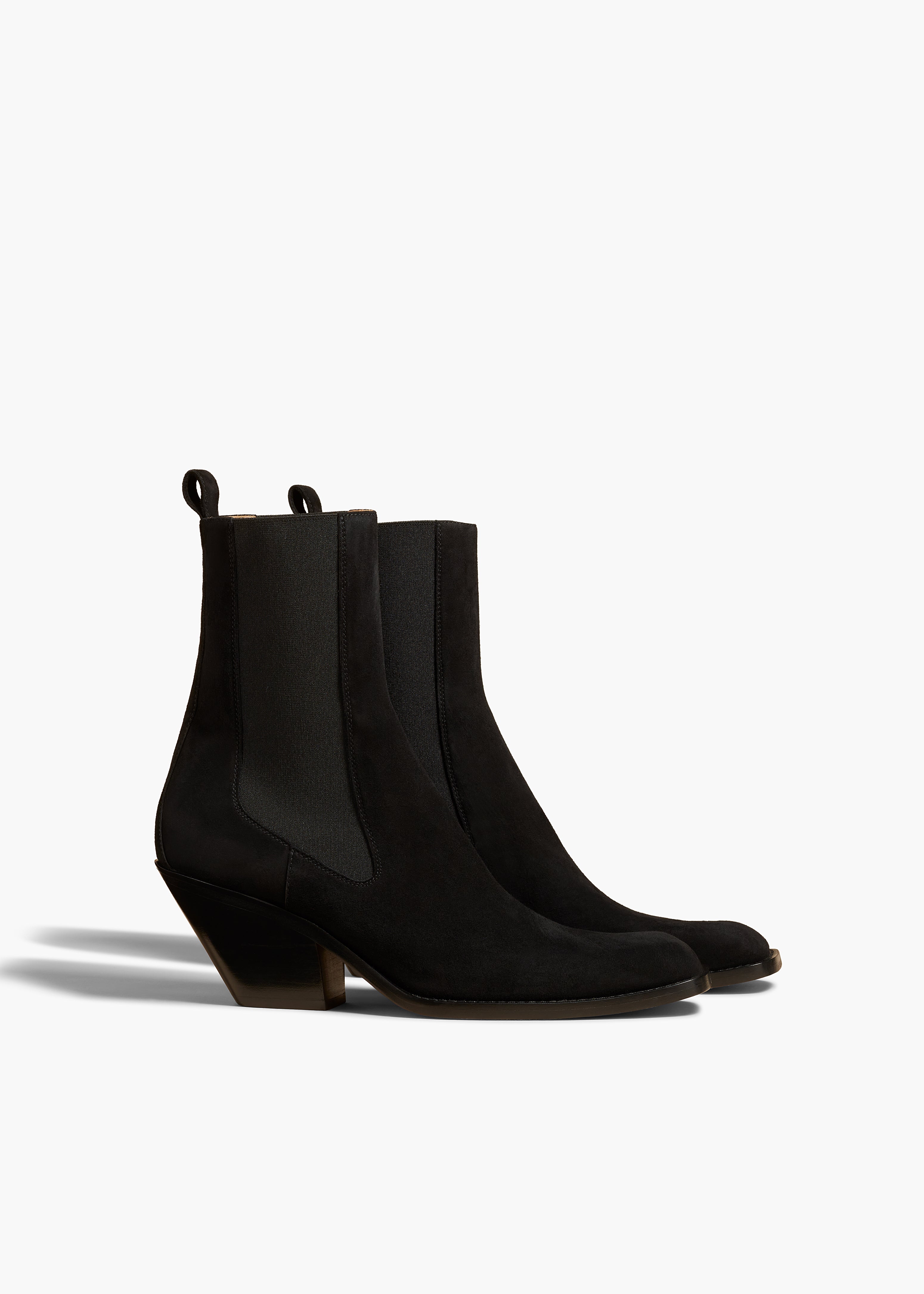 AUSTIN ANKLE BOOT IN BLACK SUEDE ANGLED VIEW