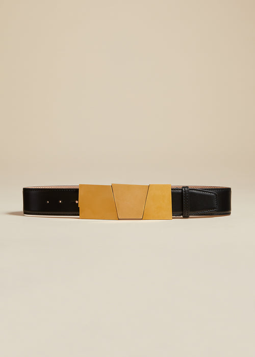 The Medium Axel Belt in Black Leather with Gold