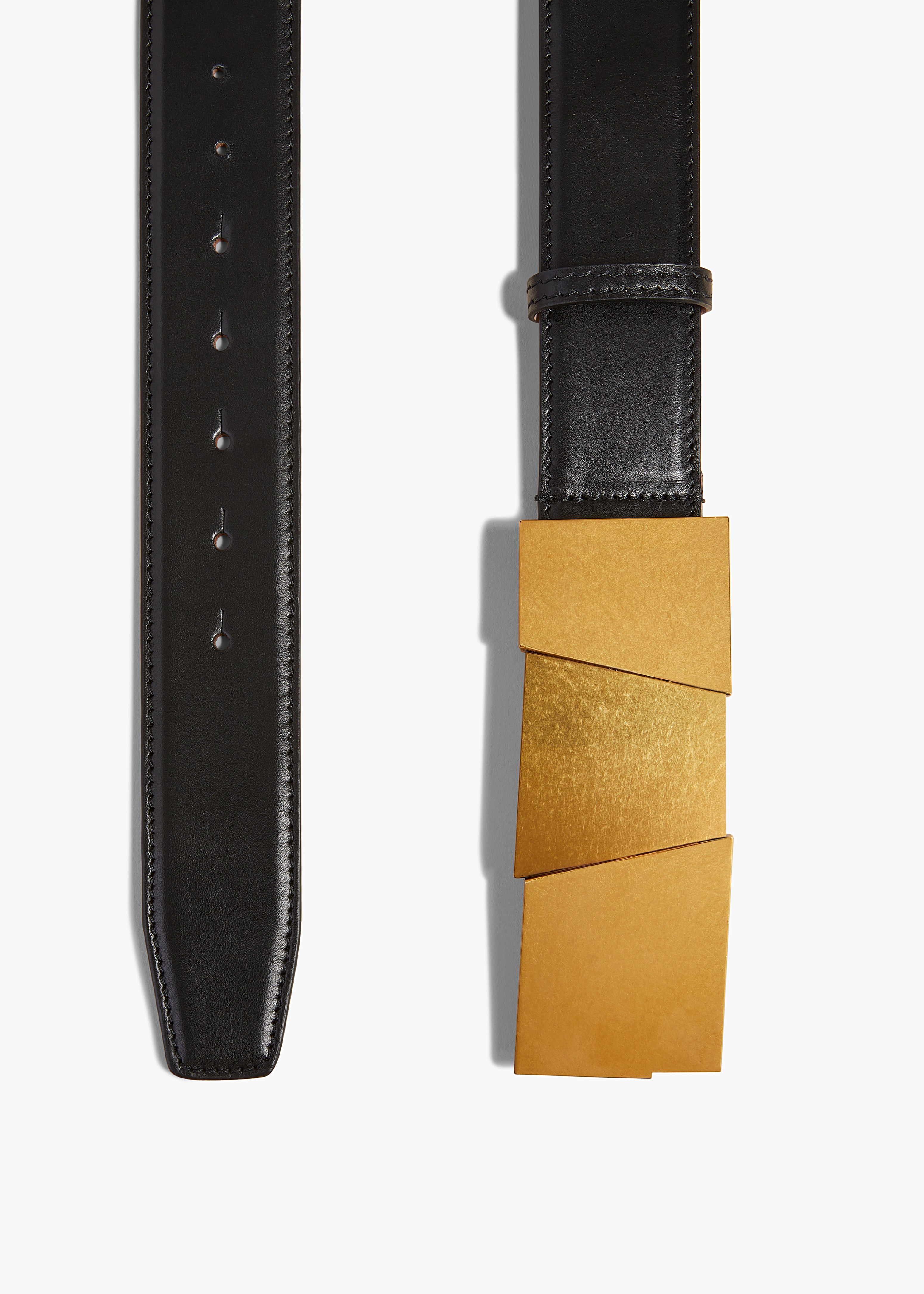 KHAITE - Medium Axel Belt in Black Leather with Gold