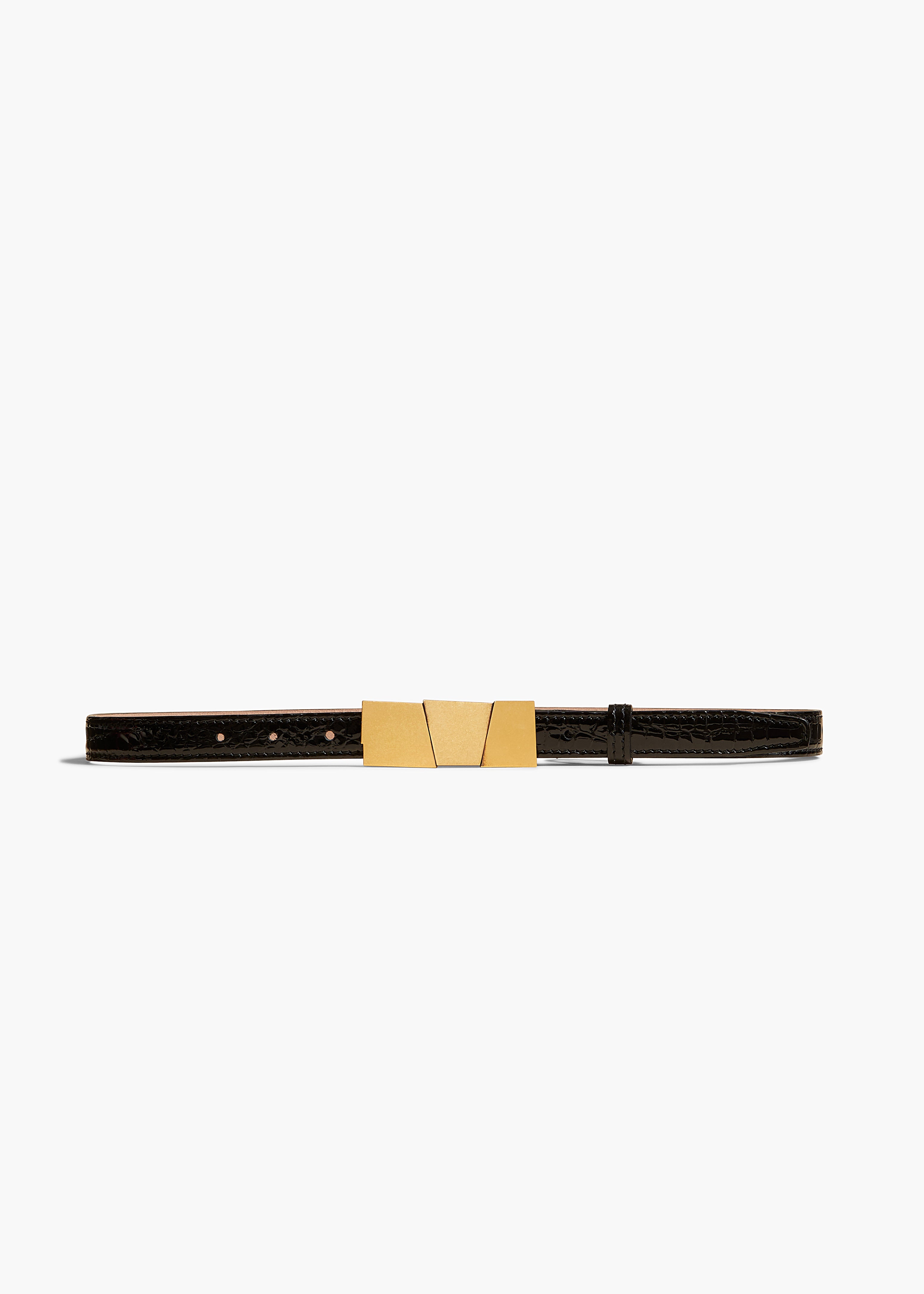 KHAITE - Small Axel Belt in Black Croc-Embossed Leather with Gold