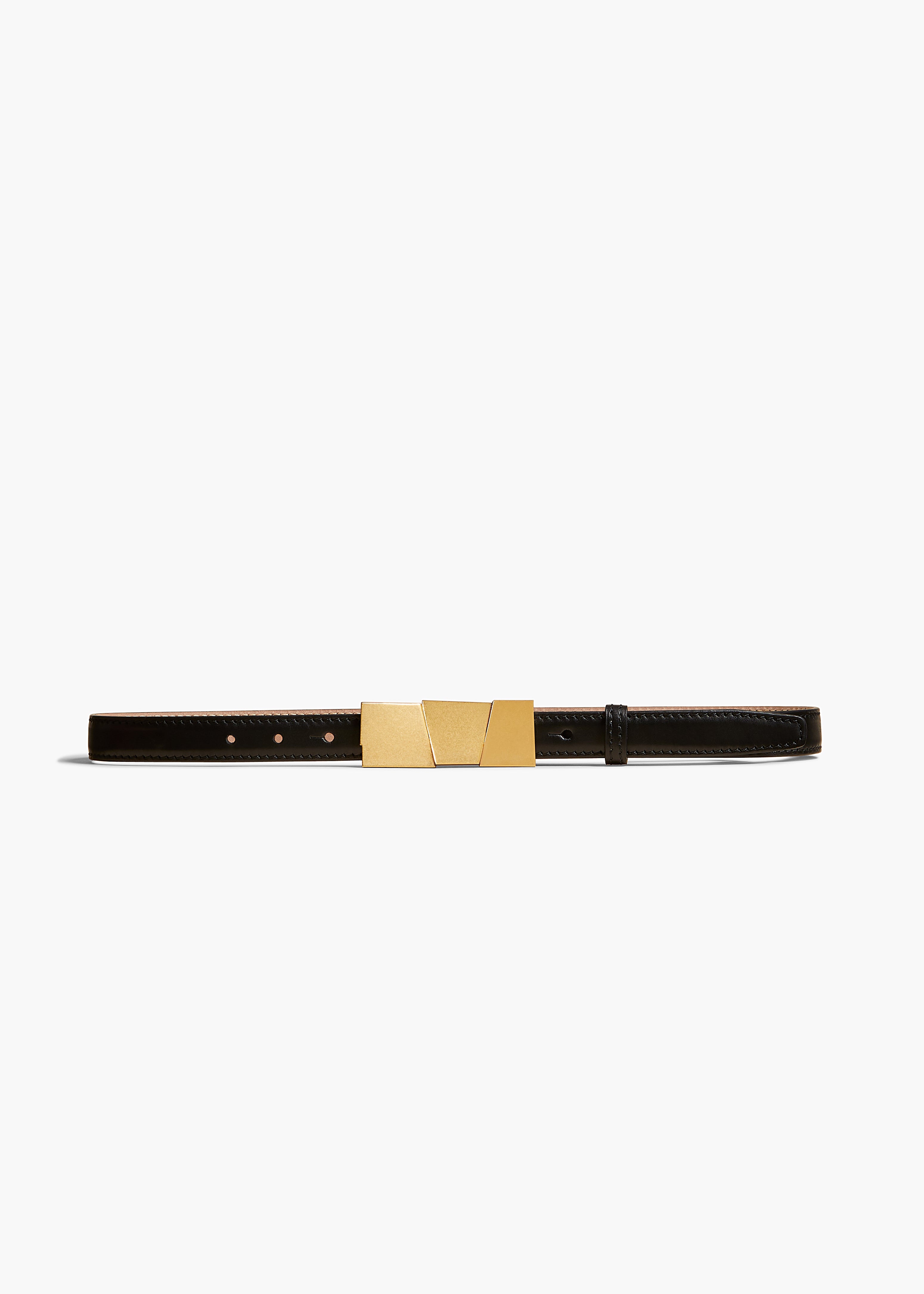 KHAITE - Small Axel Belt in Black Leather with Gold