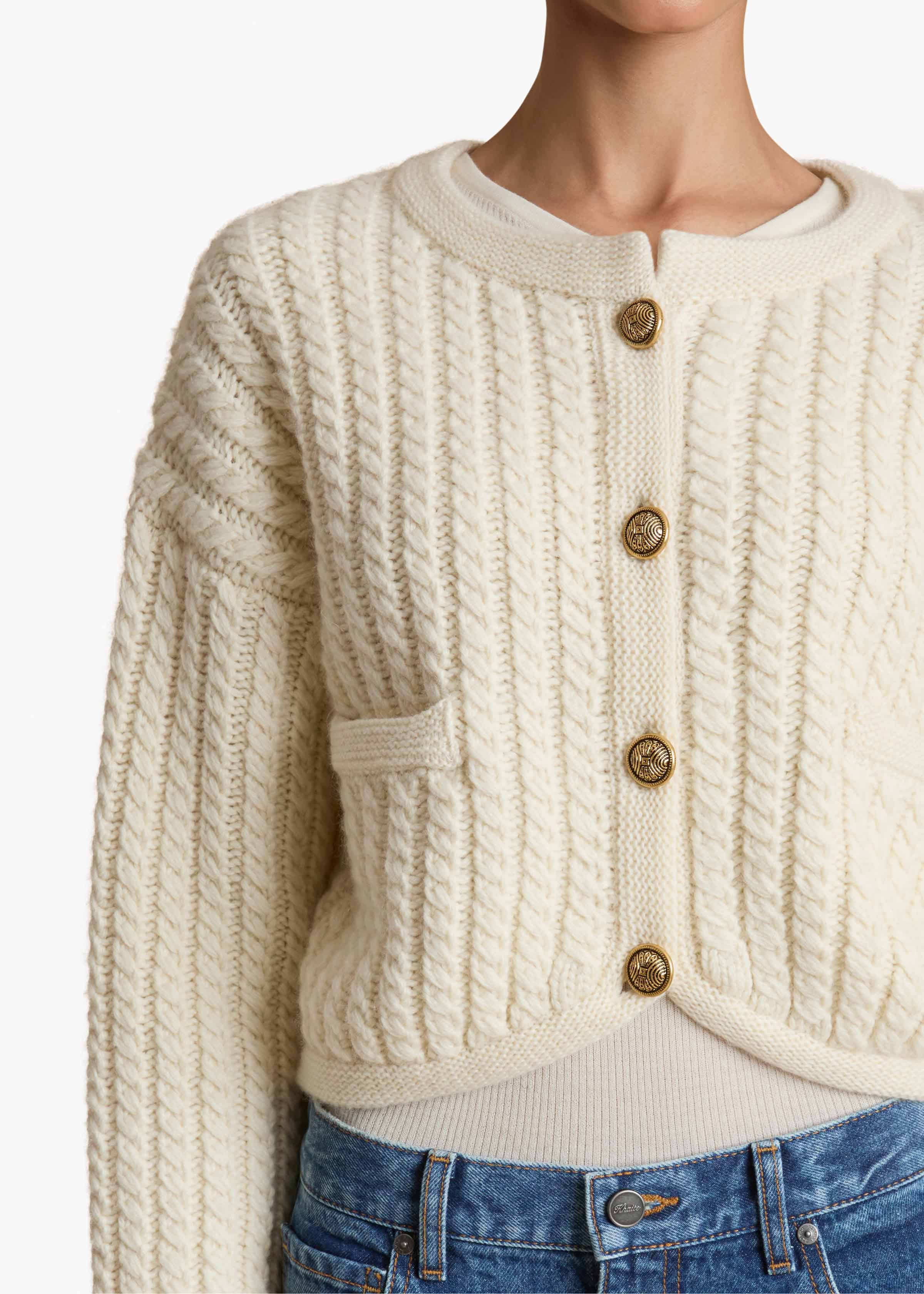 Balser Cardigan in Cream DETAILED VIEW 2