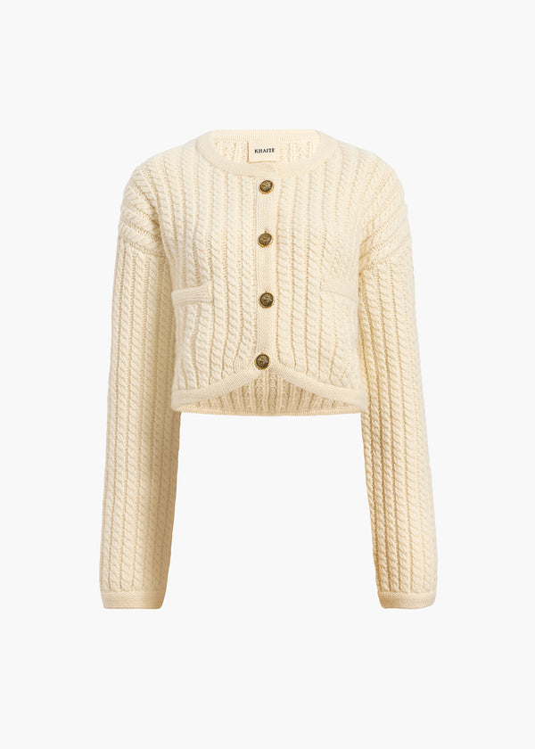 Balser Cardigan in Cream FLAT VIEW