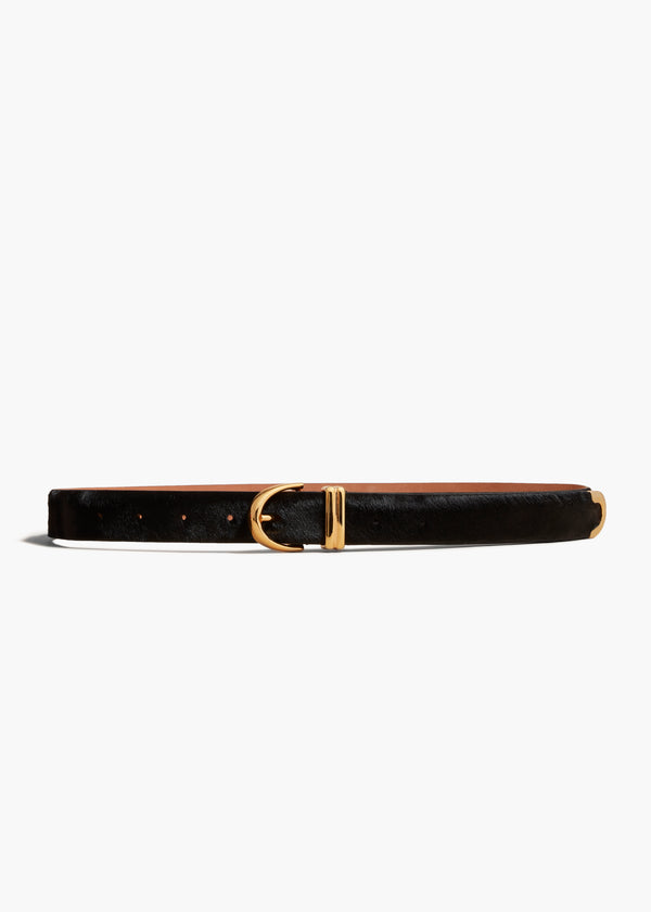 BAMBI BELT IN GOLD AND BLACK CALF HAIR FRONT VIEW