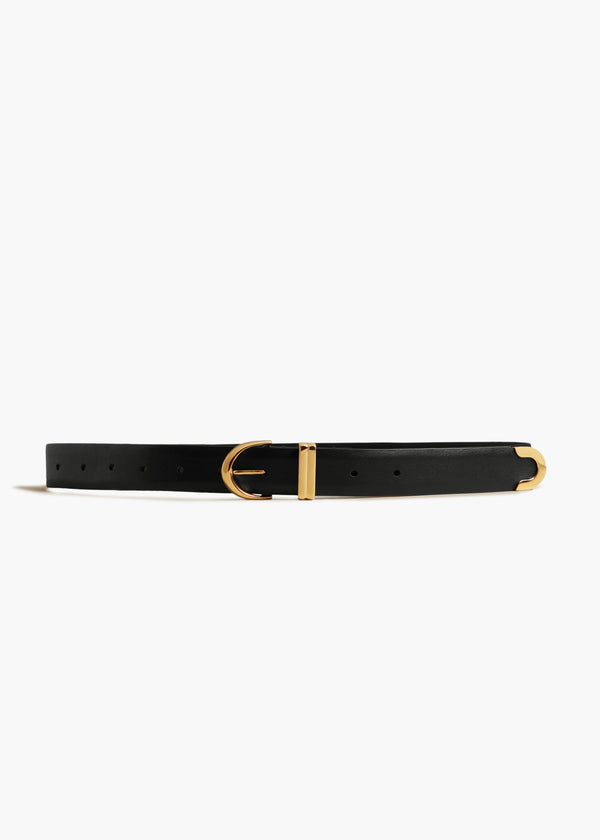 BAMBI BELT IN GOLD AND BLACK LEATHER FRONT VIEW