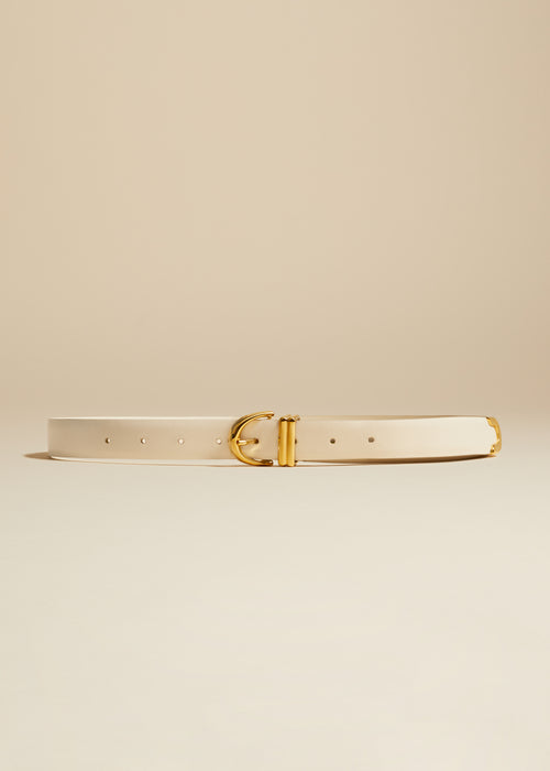 The Bambi Belt in Cream Leather with Gold