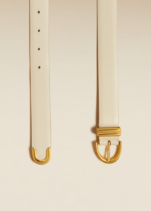 The Bambi Belt in Cream Leather with Gold