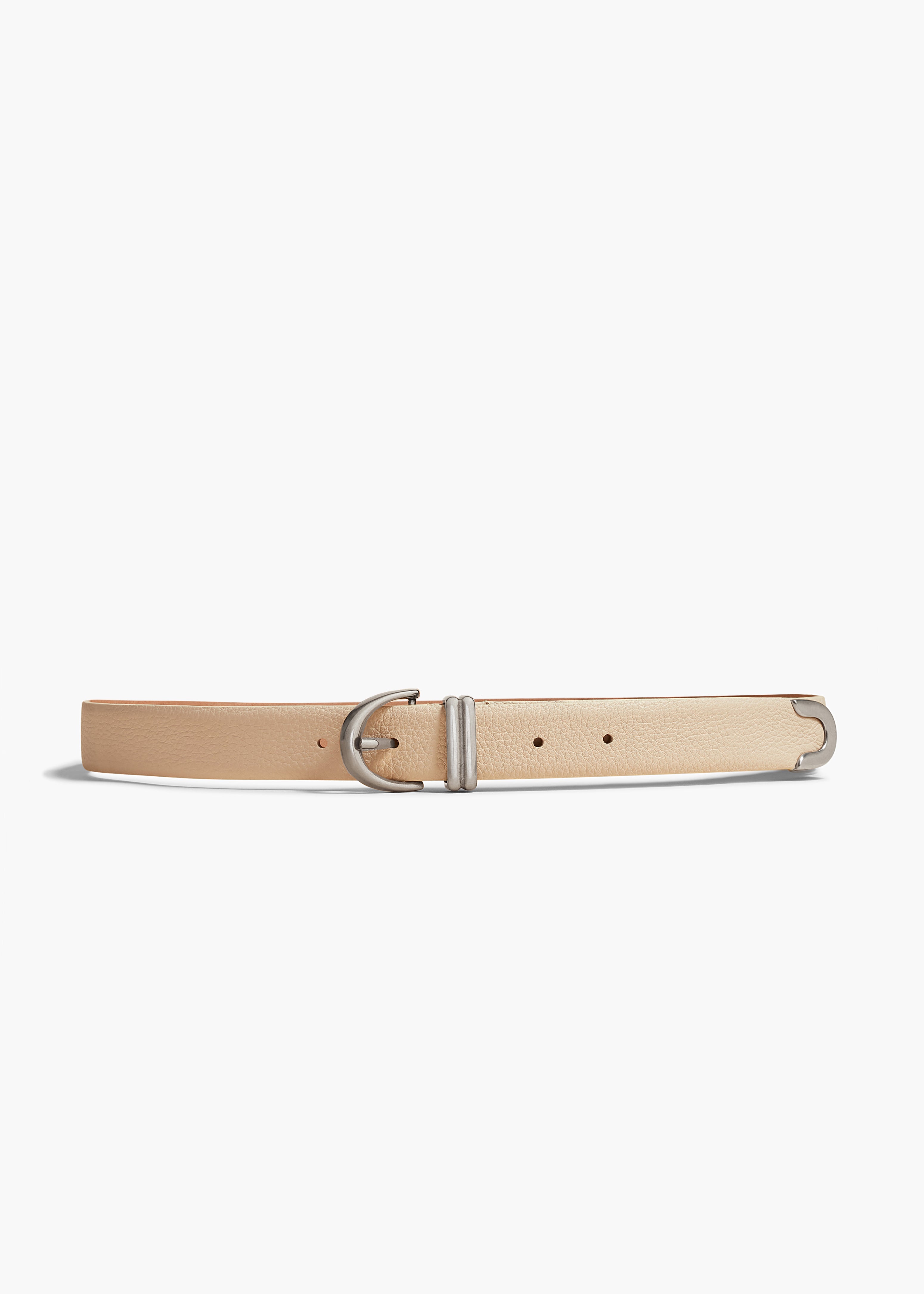 KHAITE - Bambi Belt in Dark Ivory Pebbled Leather with Antique Silver