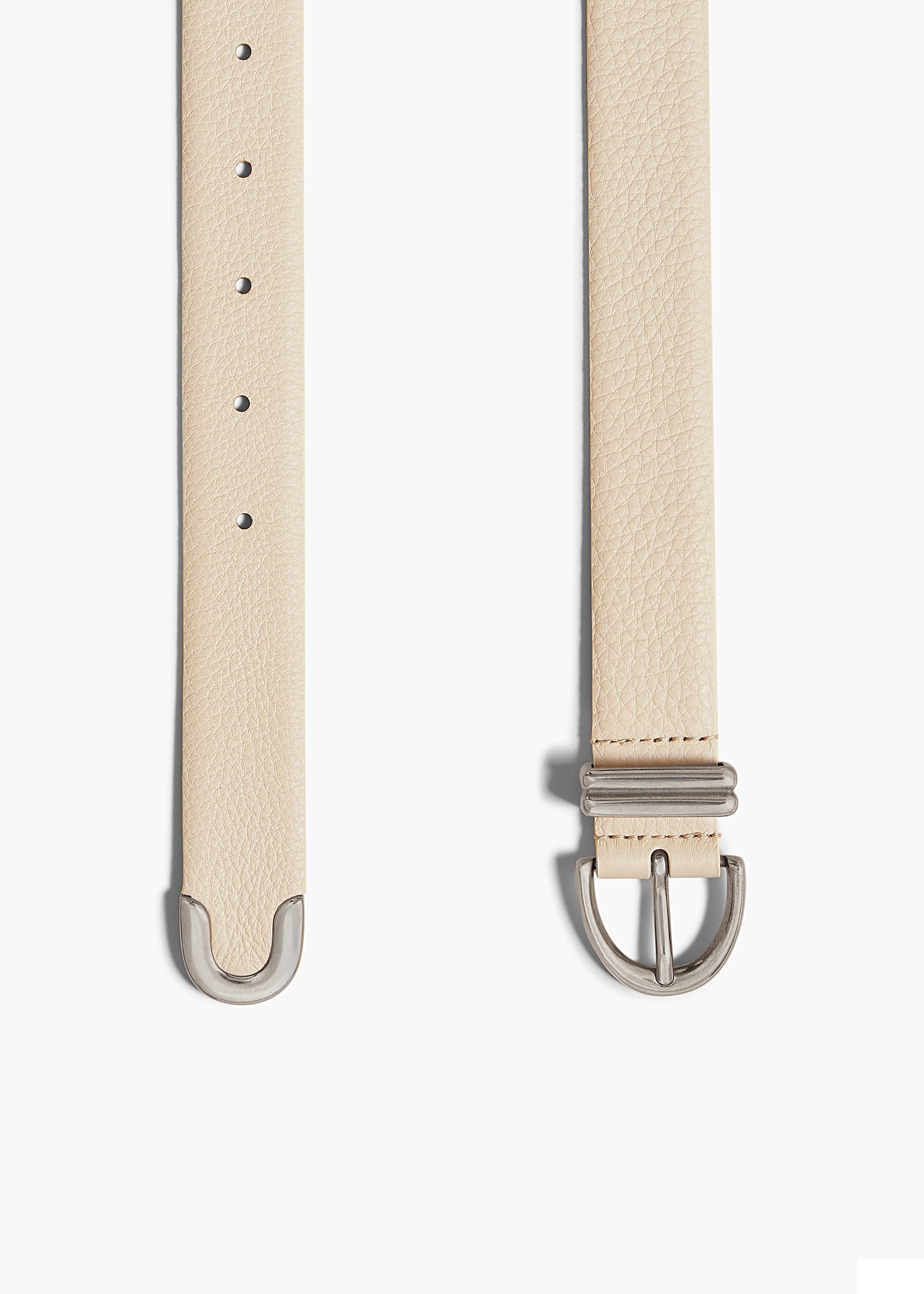 KHAITE - Bambi Belt in Dark Ivory Pebbled Leather with Antique Silver