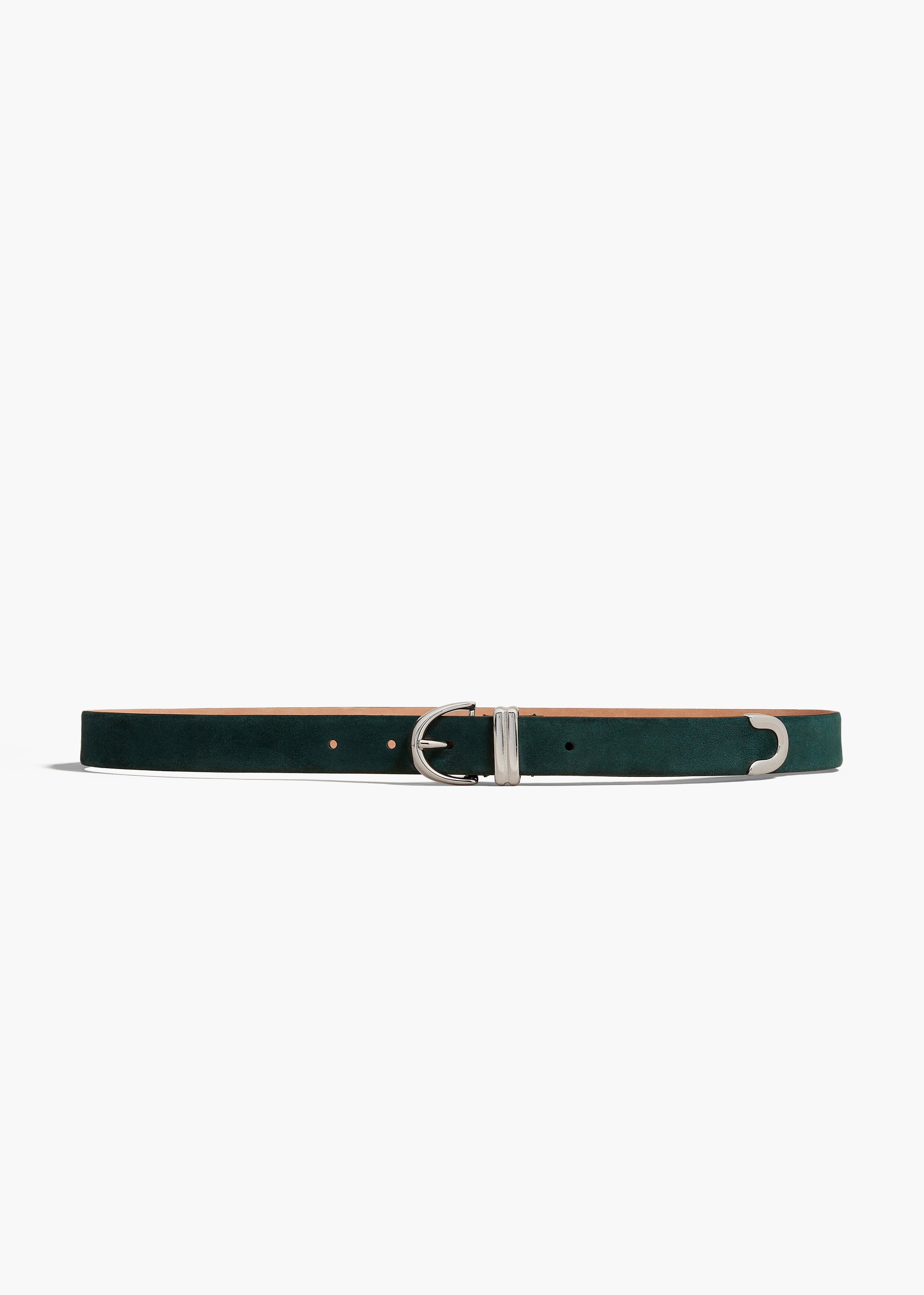 KHAITE - Bambi Belt in English Green Suede with Silver