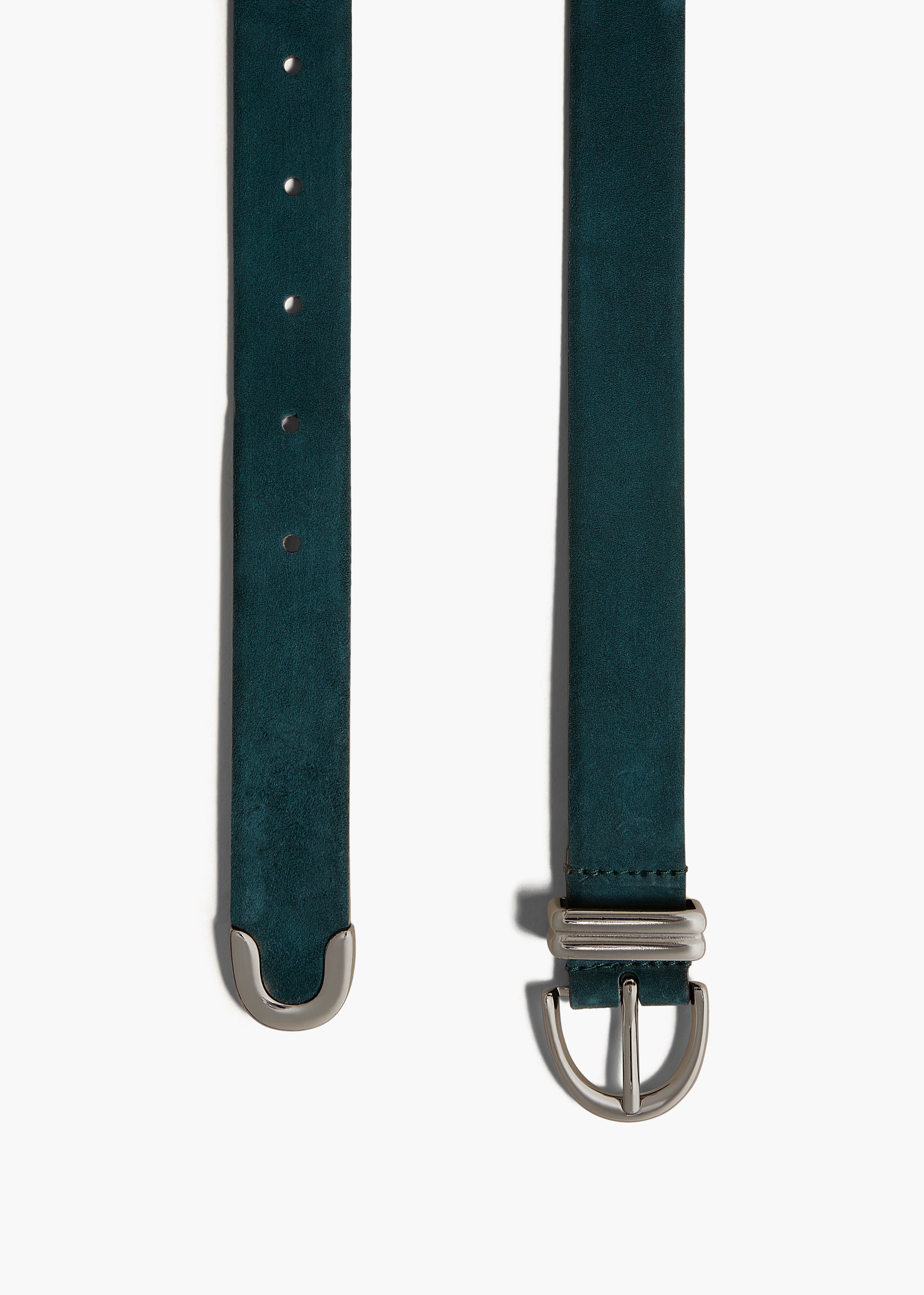 KHAITE - Bambi Belt in English Green Suede with Silver