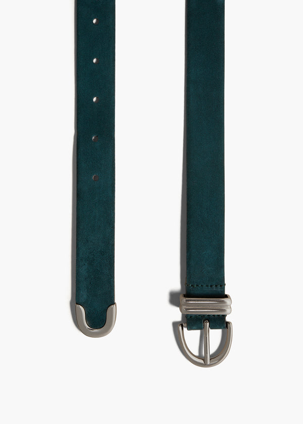 Bambi Belt in English Green Suede with Silver