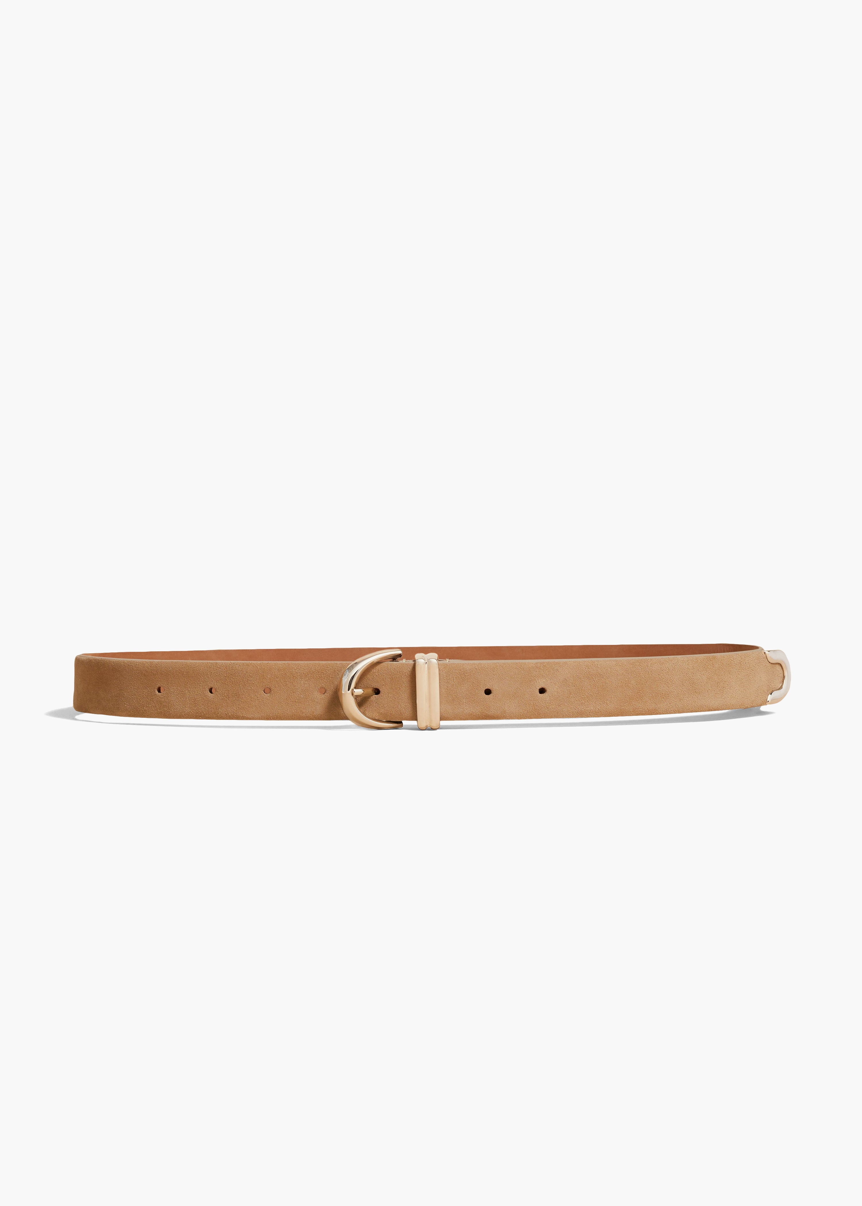 BAMBI BELT IN SILVER AND NUDE SUEDE FRONT VIEW